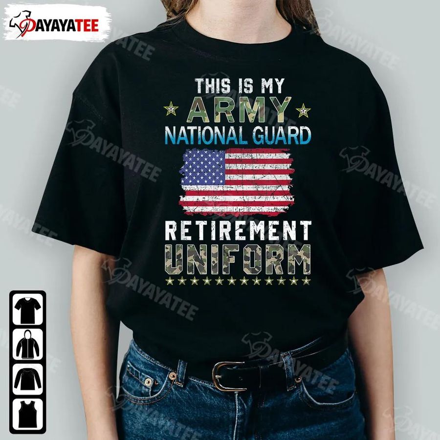 This My Army National Guard Retirement Uniform Shirt Proud Army Retired American Flag