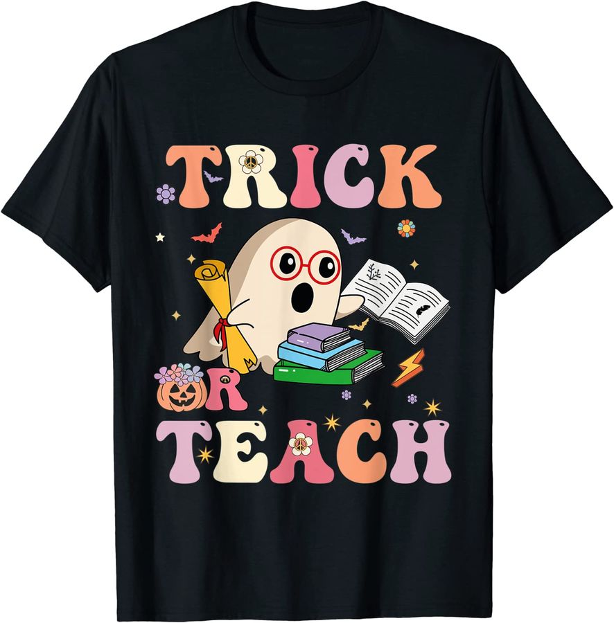 Trick Or Teach Groovy Retro Ghost Teacher Halloween 2022