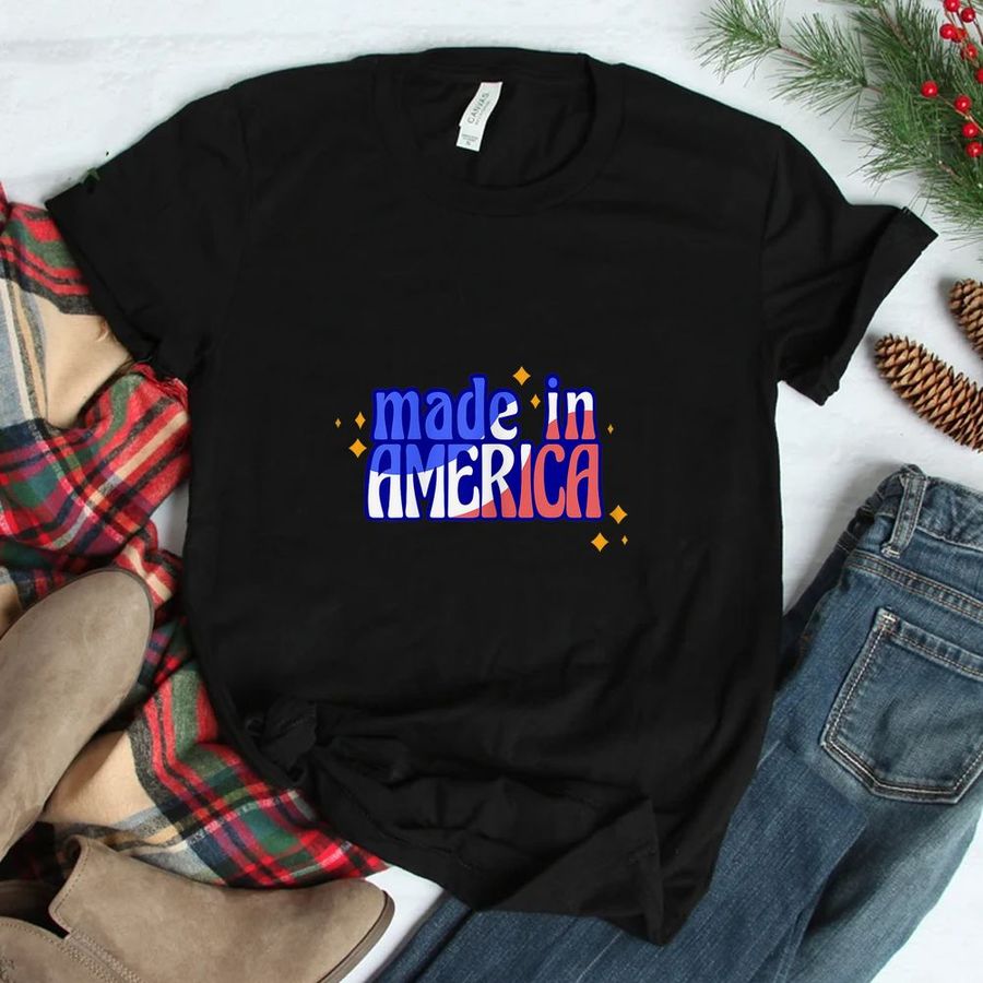 Two Words Made In America Quote With Usa Flag Shirt