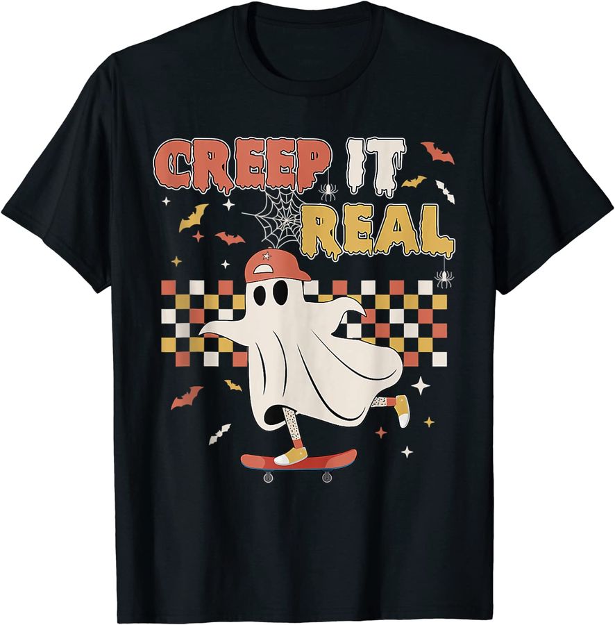 Vintage Retro Halloween Creep It Real Ghost Boy Fall