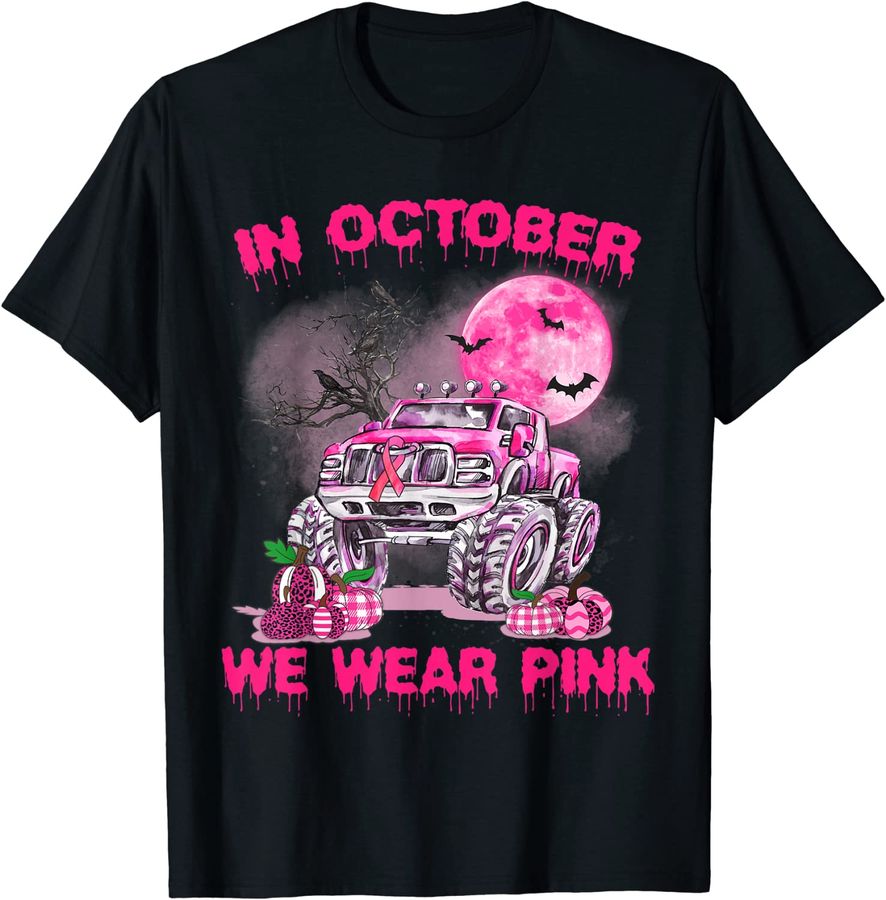 We Wear Pink Ribbon Breast Cancer Halloween Monster Truck