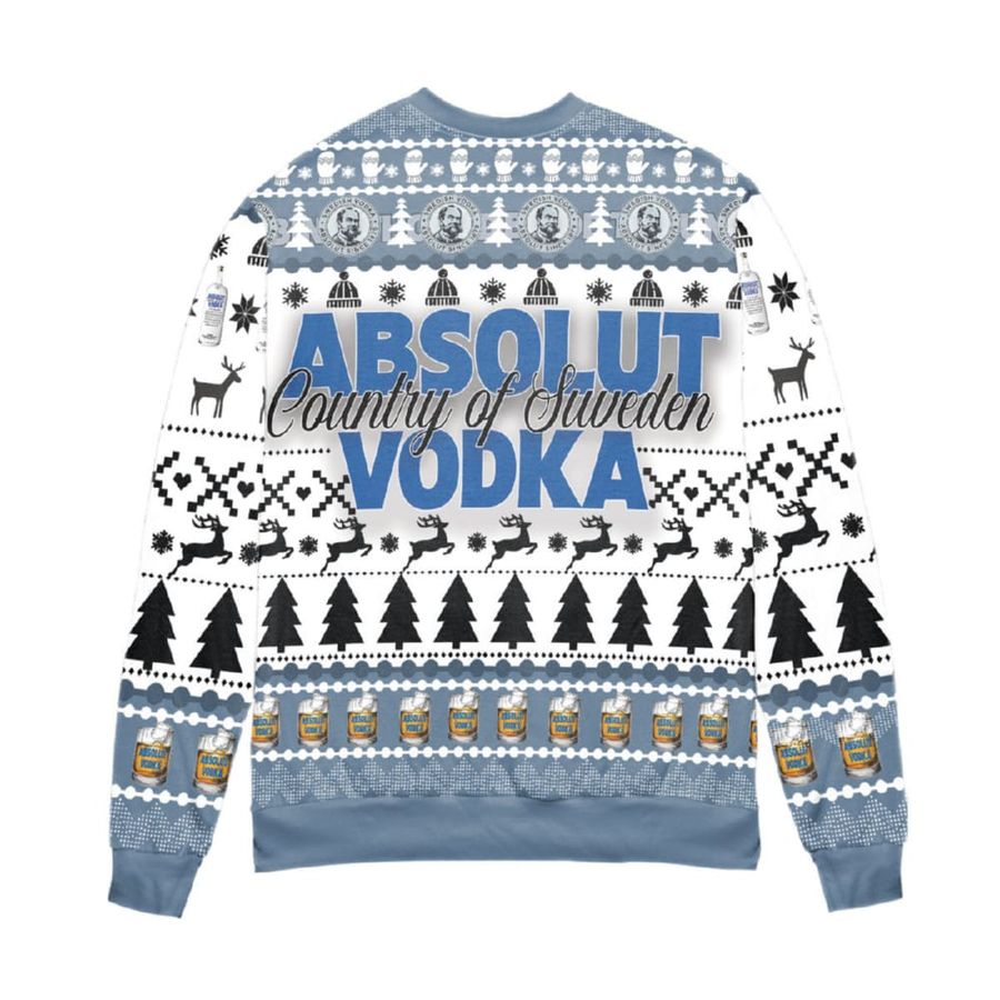 Absolut Vodka Country Of Sweden Vodka Pine Tree And Snowflake Ugly Christmas Sweater