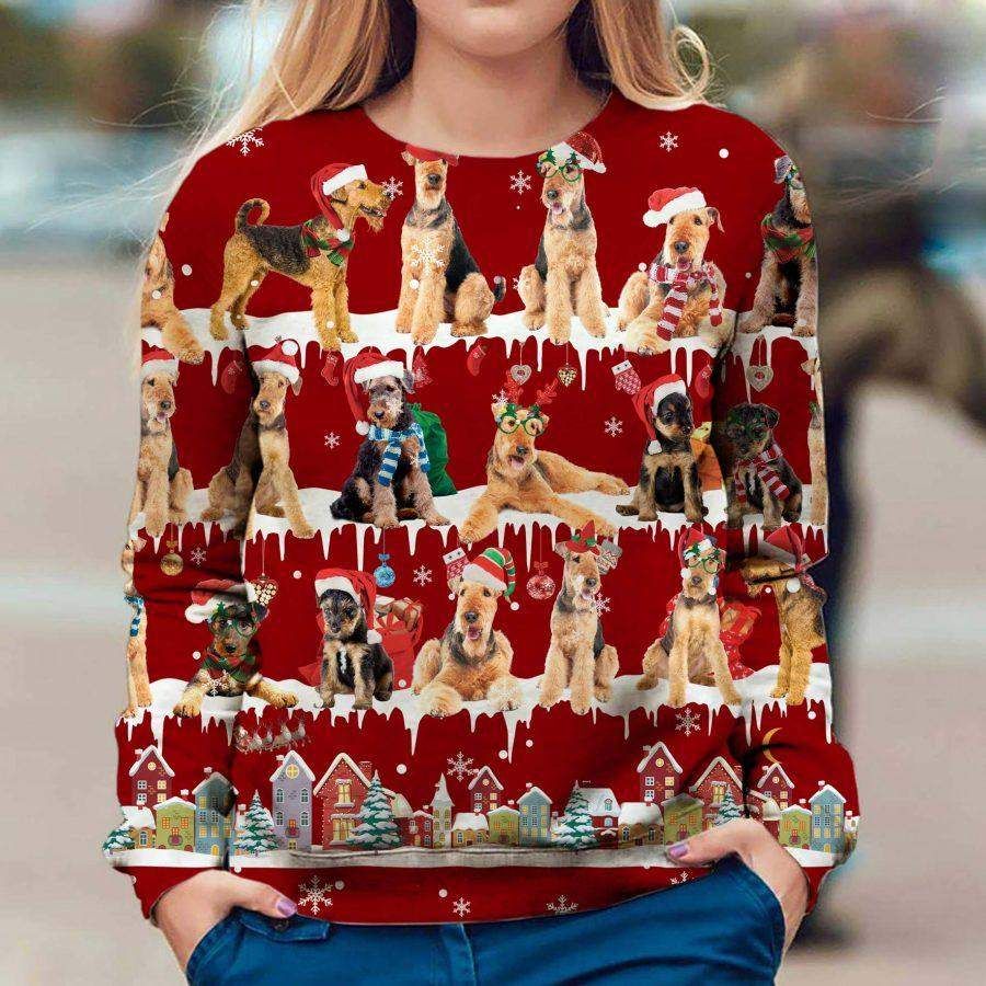 Airedale Terrier Sweatshirt Funny Ugly Christmas Sweater Xmas Present For Fiance