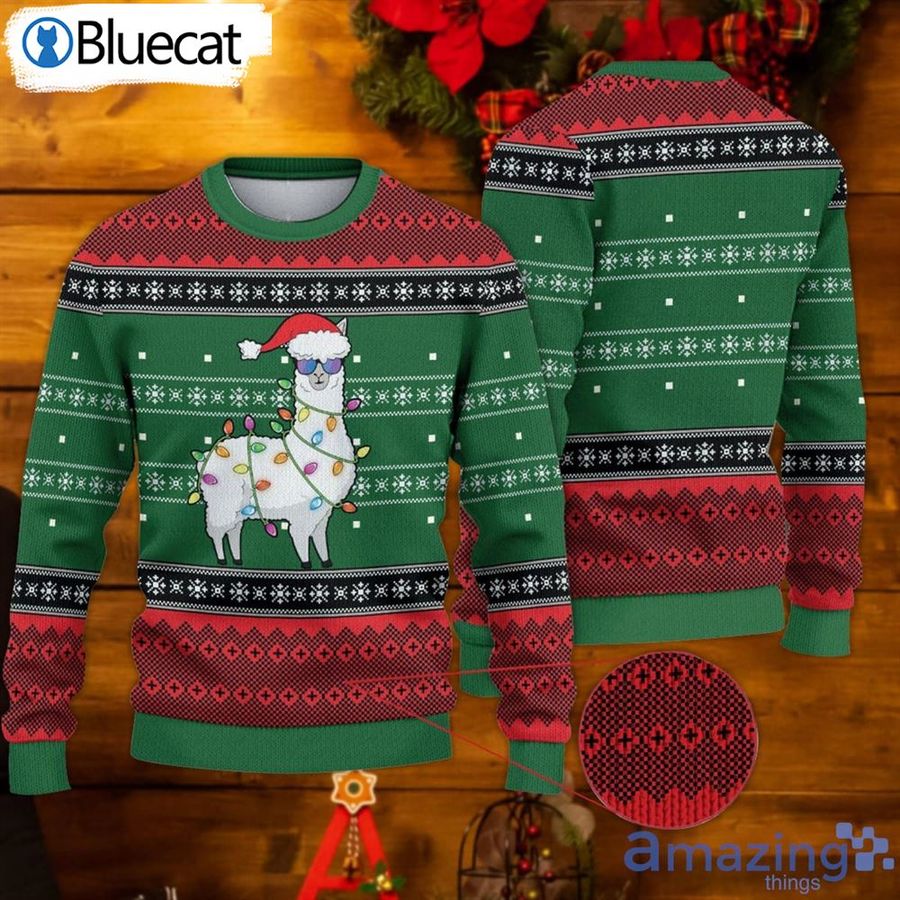 Alpaca Christmas Lights Ugly Christmas Sweater