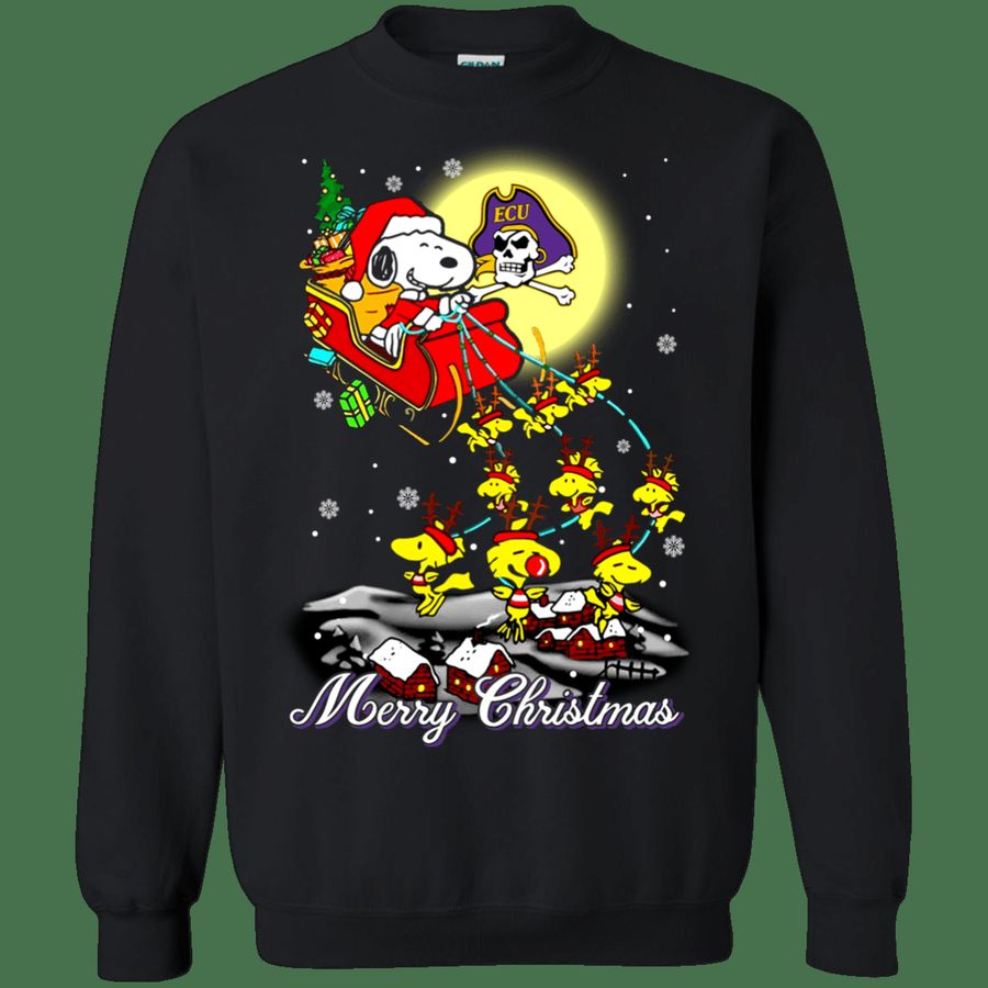 Amazing Tee East Carolina Pirates Snoopy Ugly Christmas Sweaters Santa Claus With Sleigh Sweatshirts