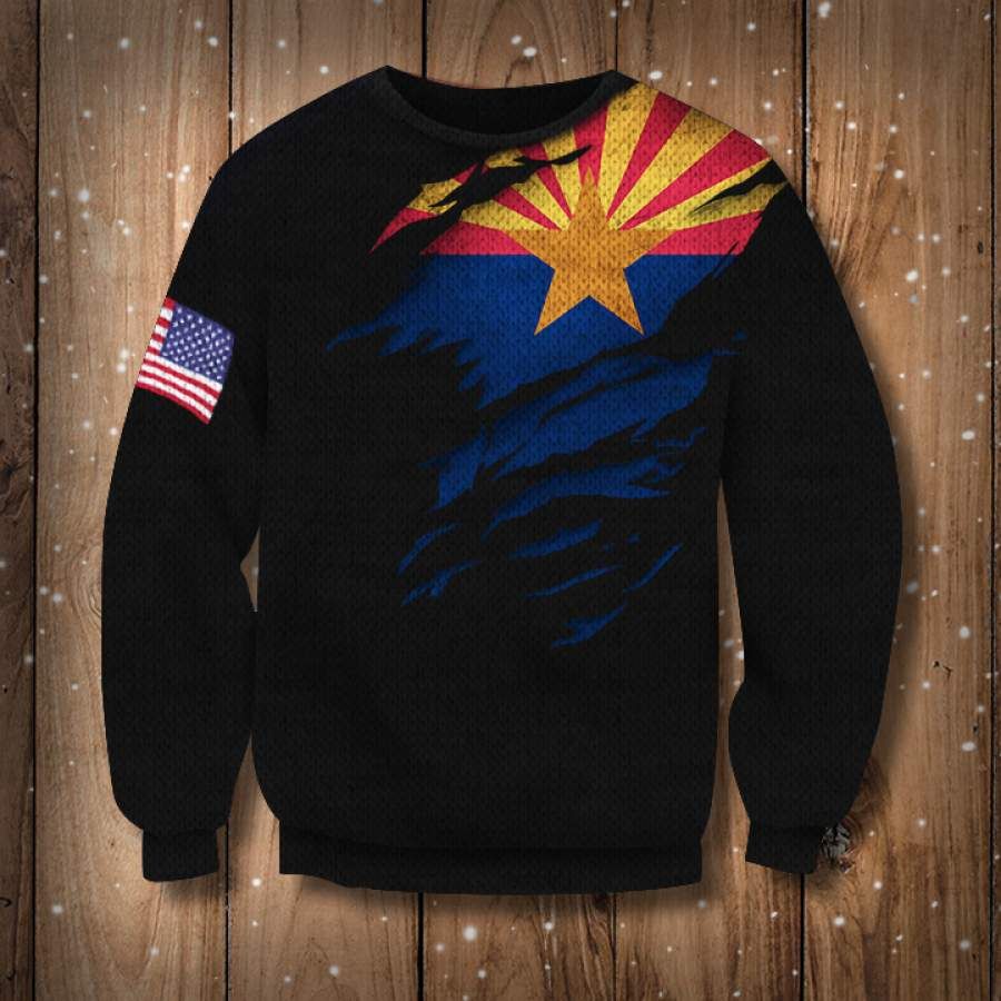 Arizona State Flag  American Flag Sweatshirt Arizona Flag Basic Sweater Winter Gift For Him