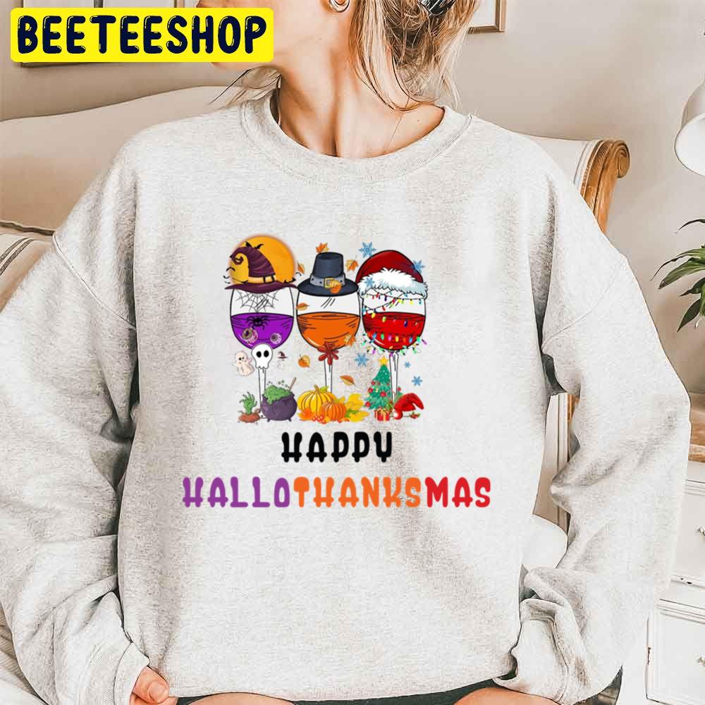 Art Wine Happy Hallothanksmas Trending Unisex Sweatshirt