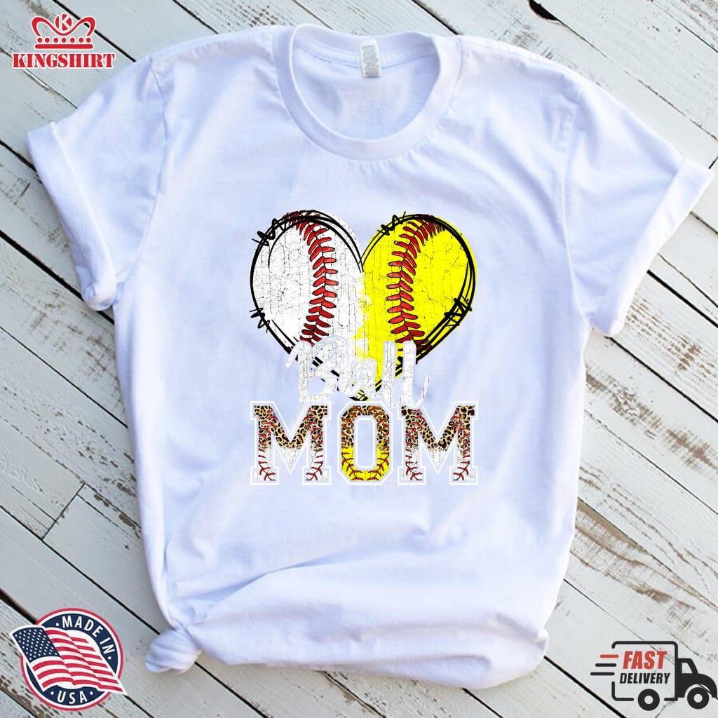 Ball Mom Heart Baseball Softball Mama Women Mothers Day Pullover Hoodie