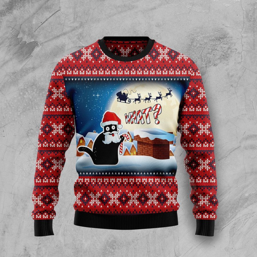 Black Cat What Ht100208 Ugly Christmas Sweater