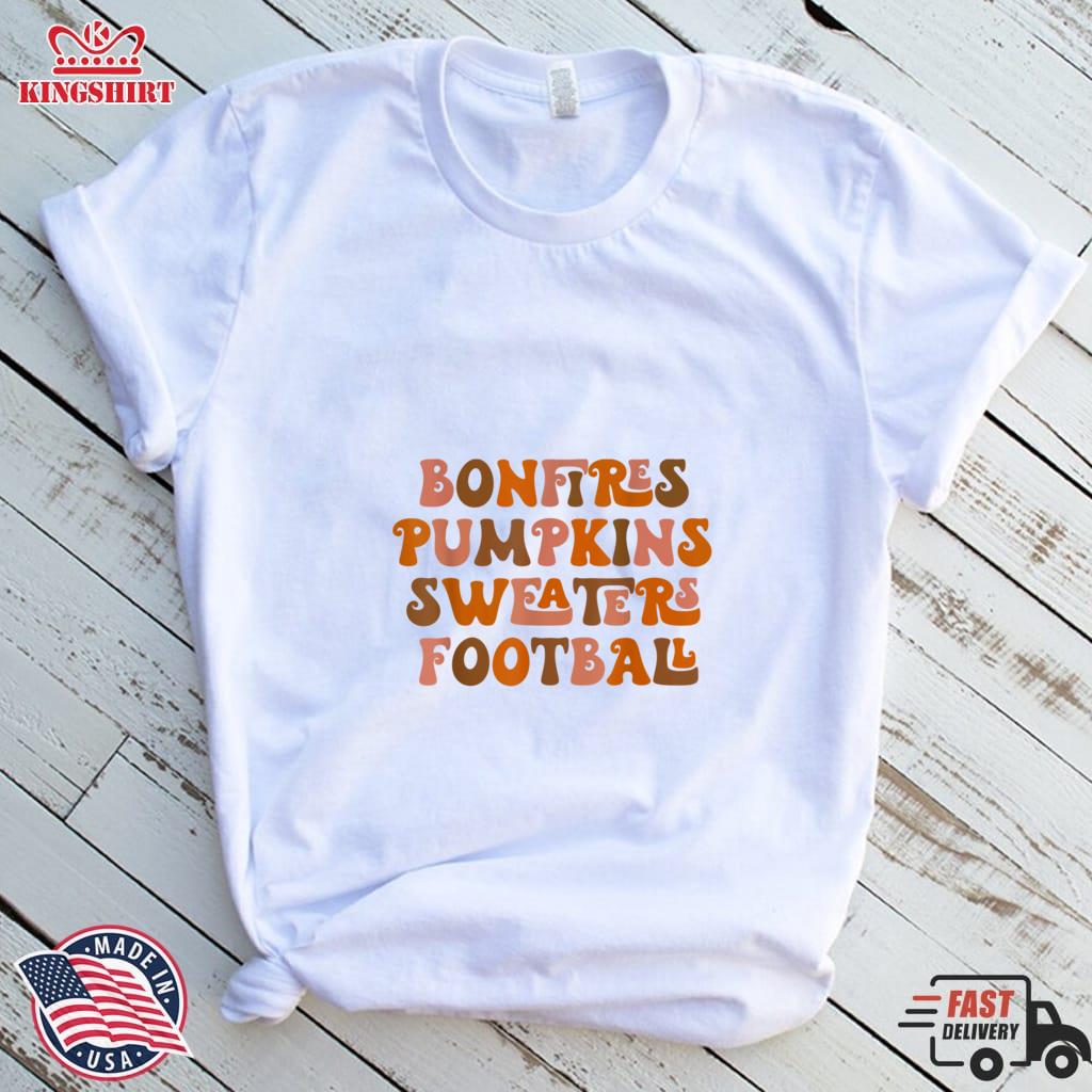 Bonfires Pumpkins Sweaters Football Retro Fall Thanksgiving T Shirt