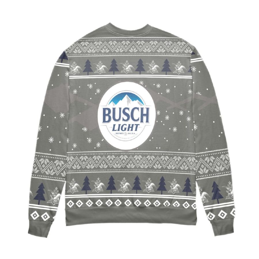 Busch Light Beer Pine Tree And Snowflake Ugly Christmas Sweater