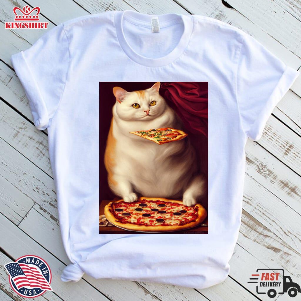 Cat Eating Slice Of Pizza Lightweight Sweatshirt