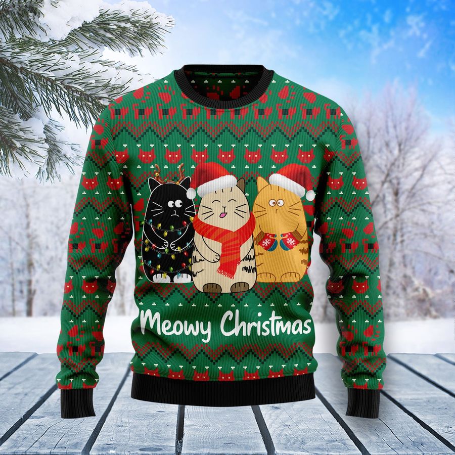 Cat Meowy Christmas T1310 Ugly Christmas Sweater