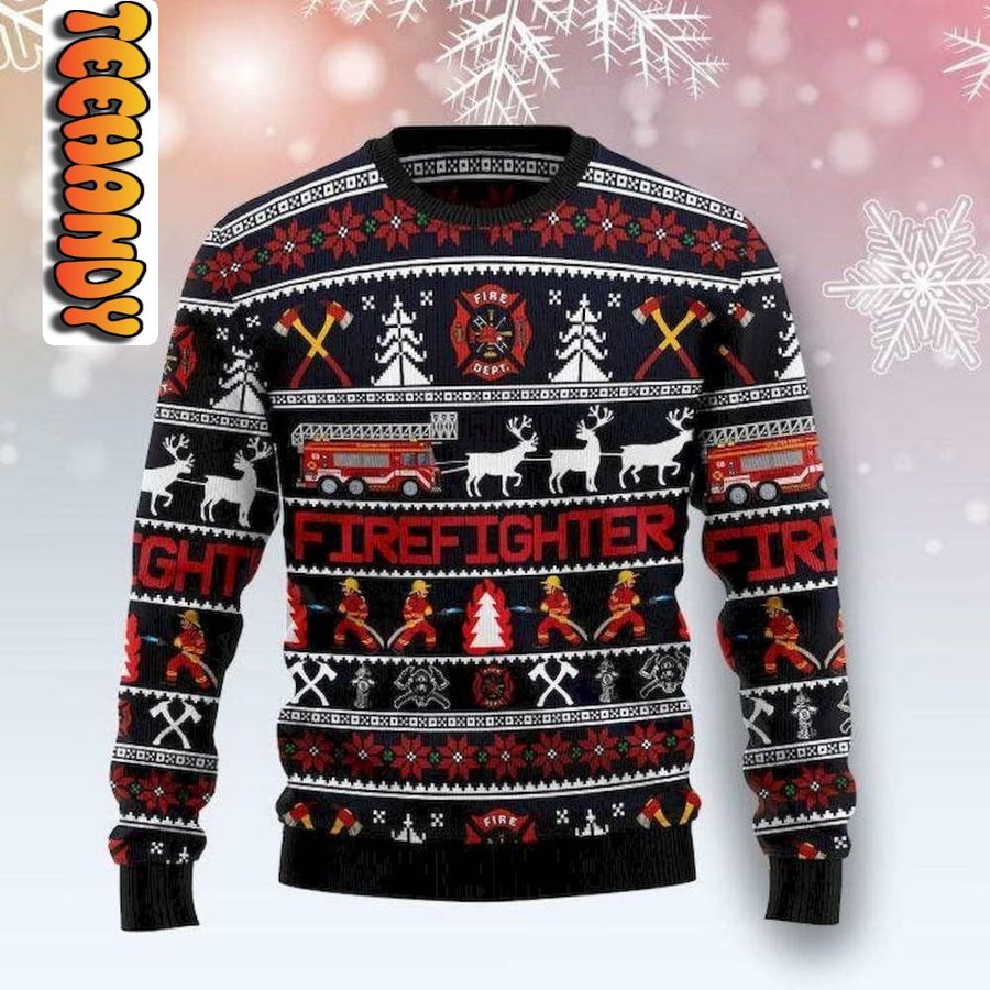 Christmas Firefighter Ugly Sweater