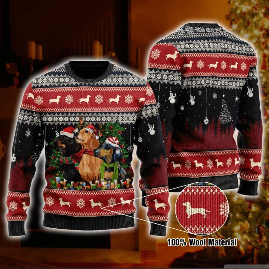 Christmas Santa Claus Dachshund Dog Lover Sweater Dh