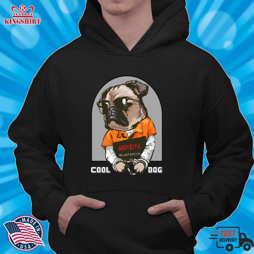 Cool Dog Bulldog Criminal Dog For Dog Lover  Lightweight Sweatshirt
