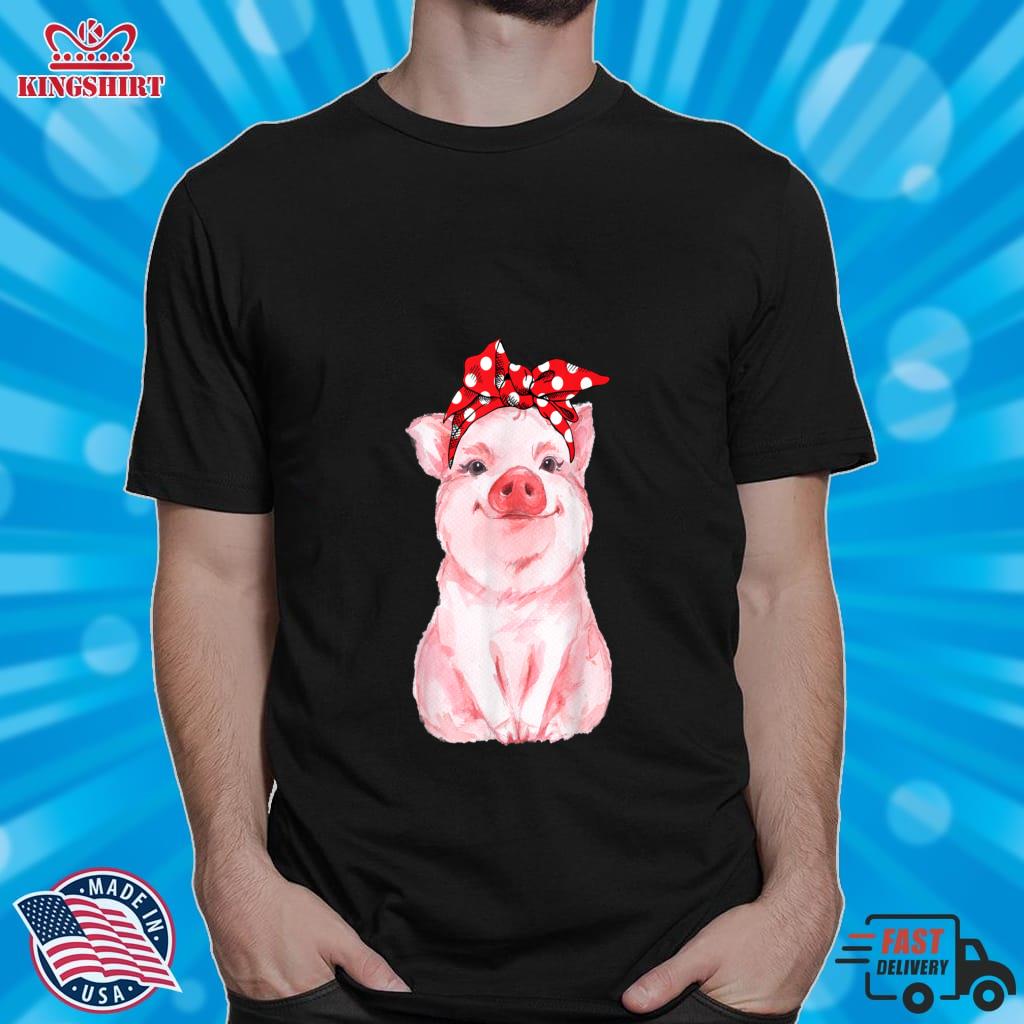 Cute Pig With Red Bandana Funny For Pig Lovers Lightweight Hoodie