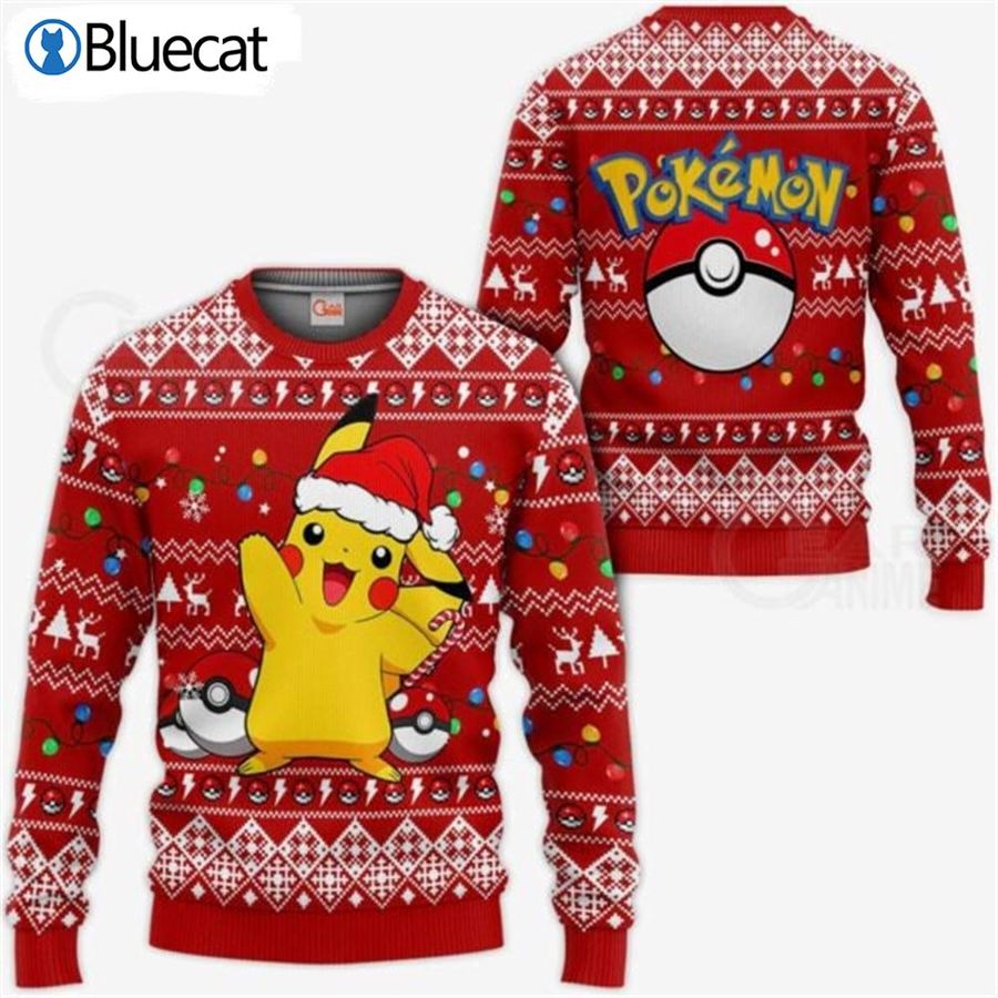 Cute Pikachu Pokemon Xmas Ugly Christmas Sweater Ugly Sweater