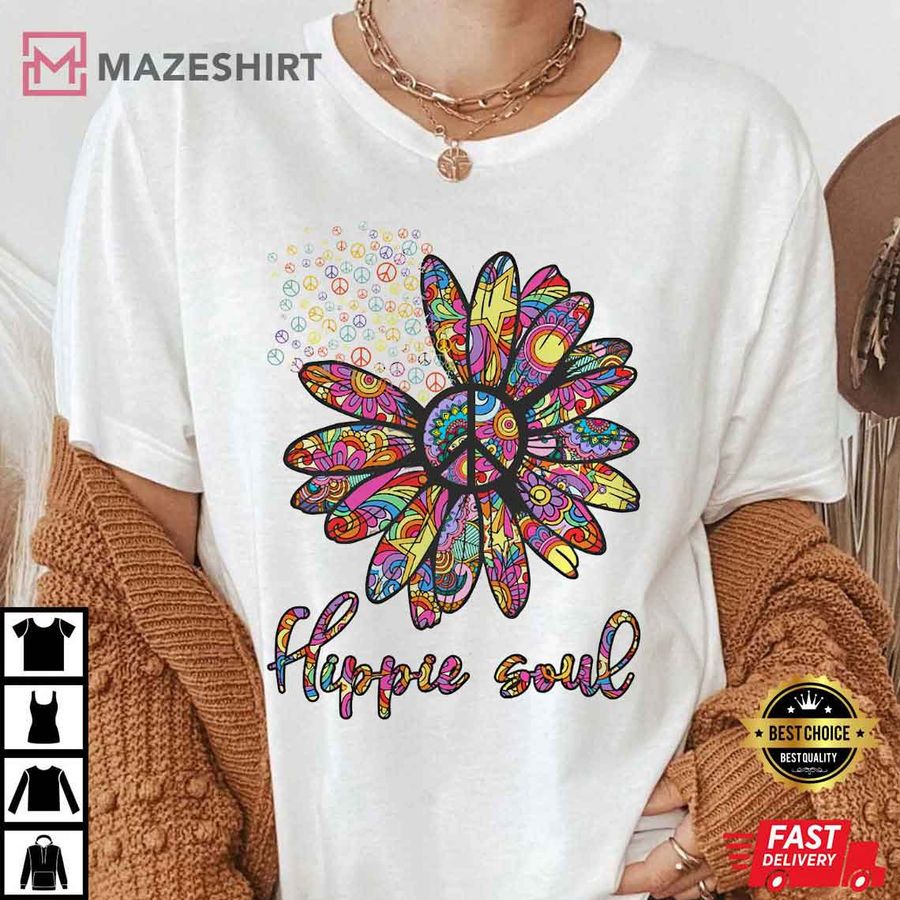 Daisy Peace Sign Hippie Soul T Shirt