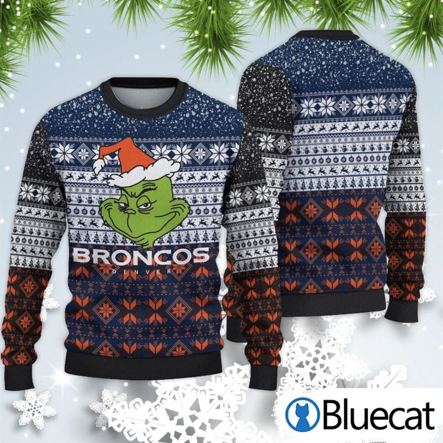 Denver Broncos Christmas Grinch Sweater For Fans