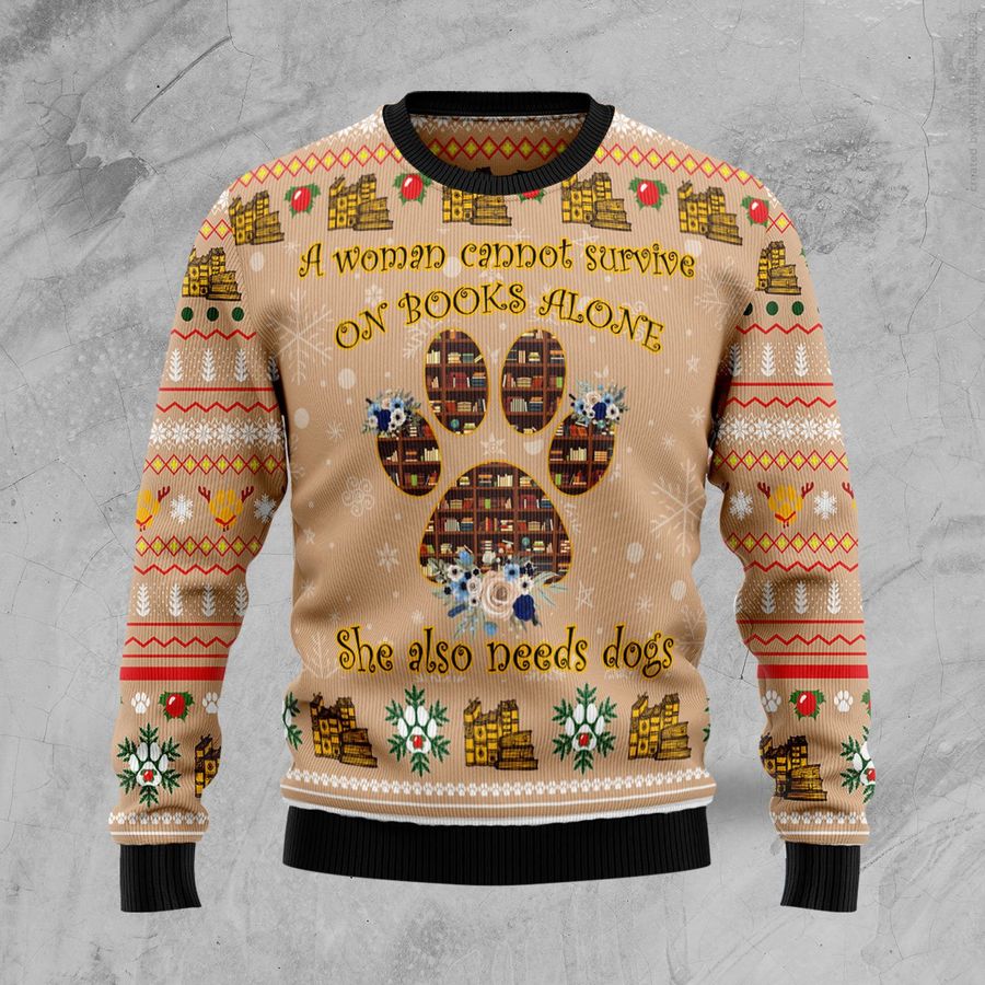 Dog And Book Lover Hz102806 Ugly Christmas Sweater