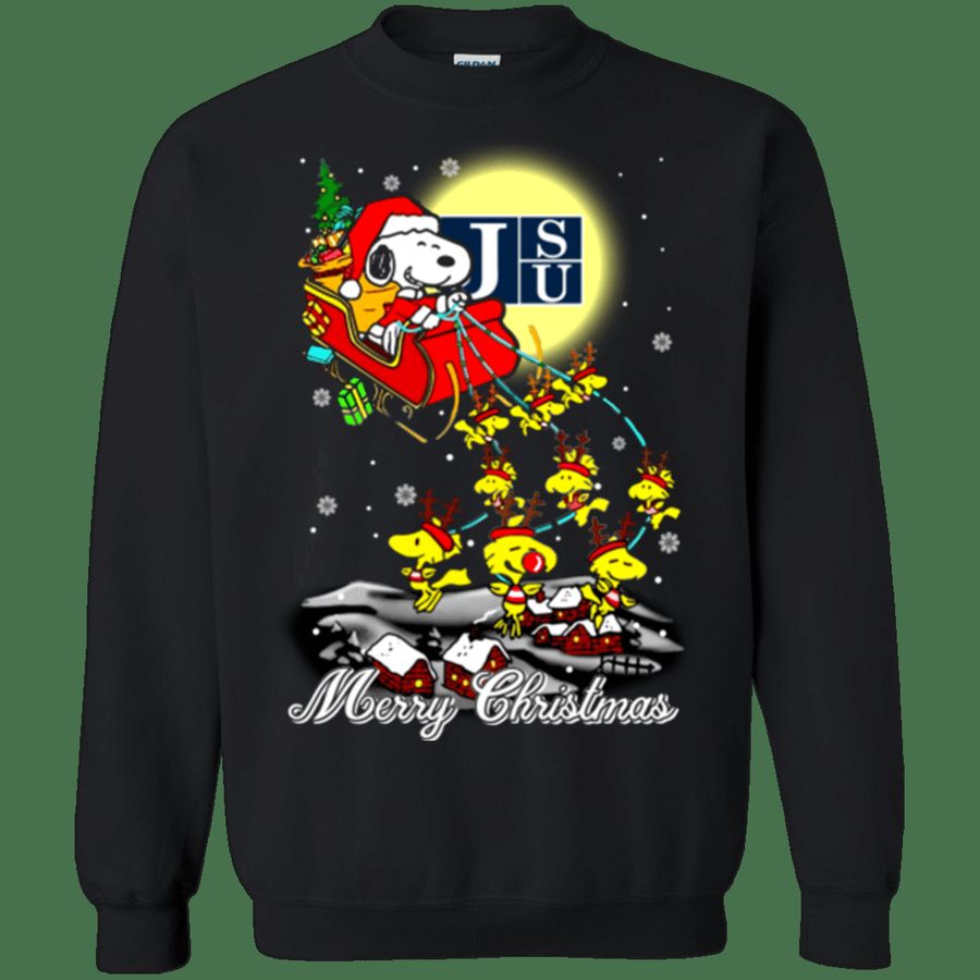 Fantastic Jackson State Tigers Snoopy Ugly Christmas Sweaters Santa Claus With Sleigh Sweatshirts