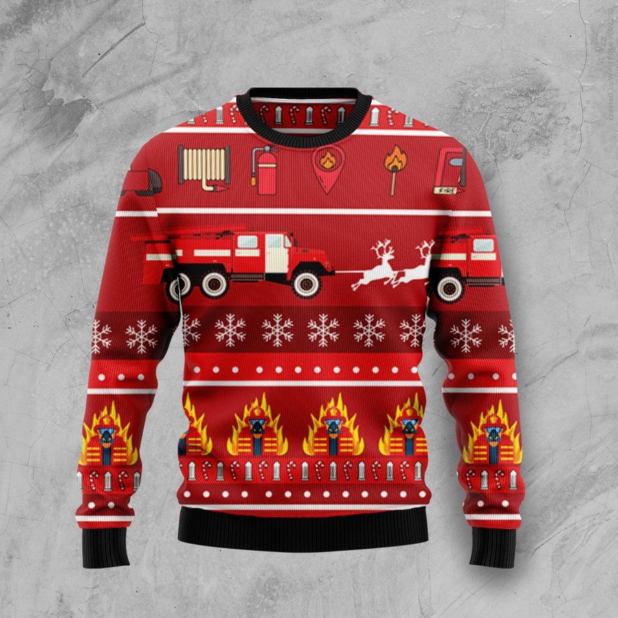 Firefighter Ht92310 Ugly Christmas Sweater Unisex Womens And Mens, Couples Matching, Friends, Funny Family Sweater Gifts 