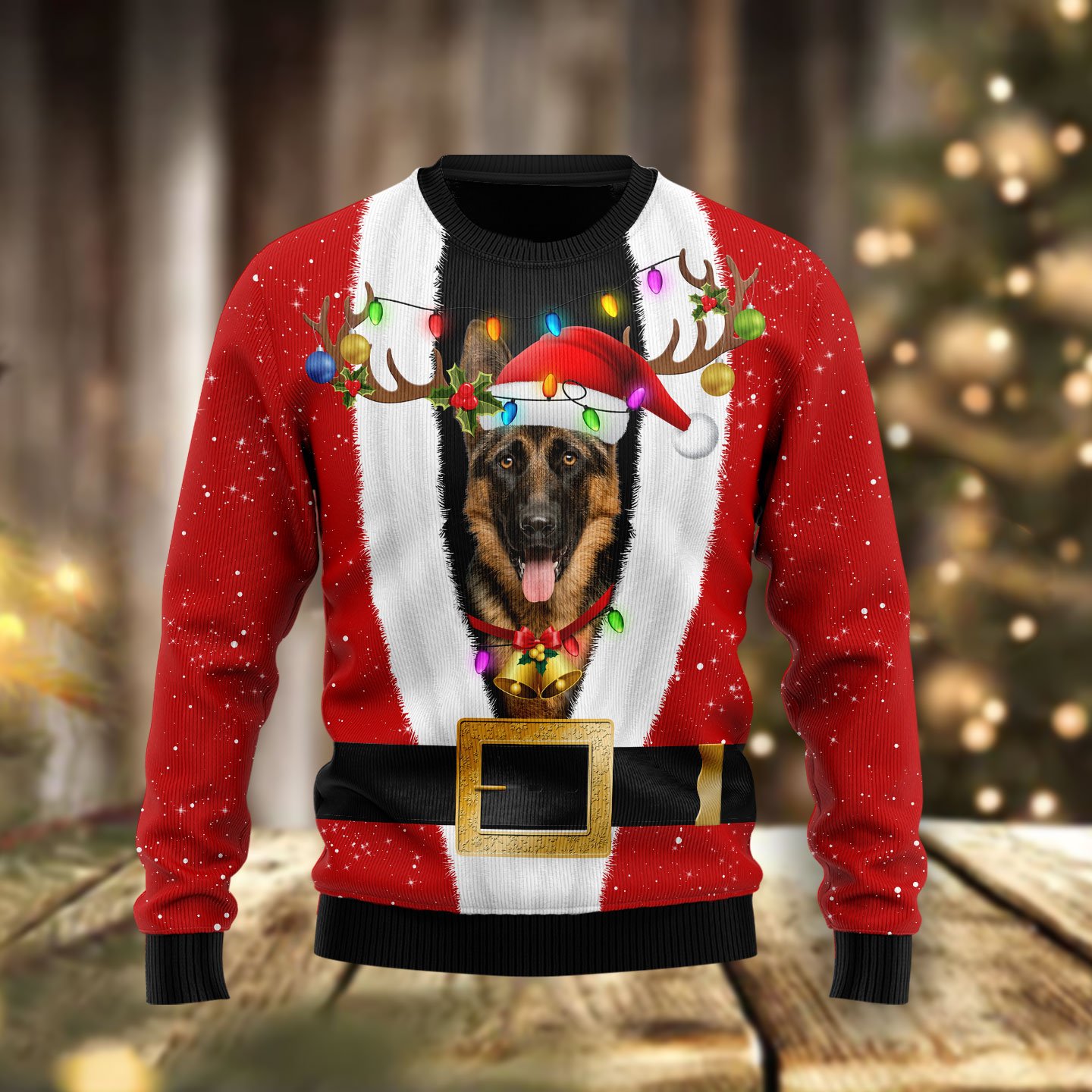 German Shepherd Christmas HZ112601 Unisex Womens And Mens, Couples Matching, Friends, Funny Family Ugly Christmas Holiday Sweater Gifts 
