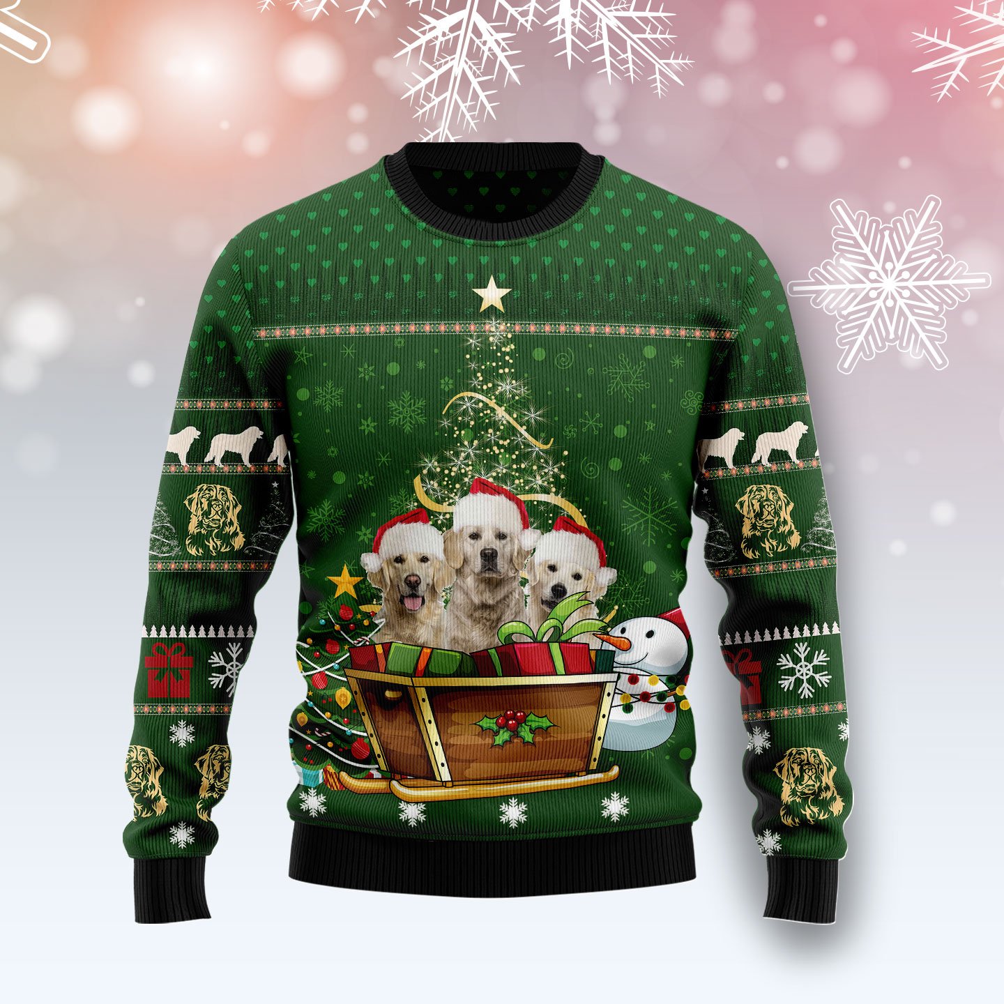 Golden Retriever Group Xmas TY0812 Unisex Womens And Mens, Couples Matching, Friends, Funny Family Ugly Christmas Holiday Sweater Gifts 