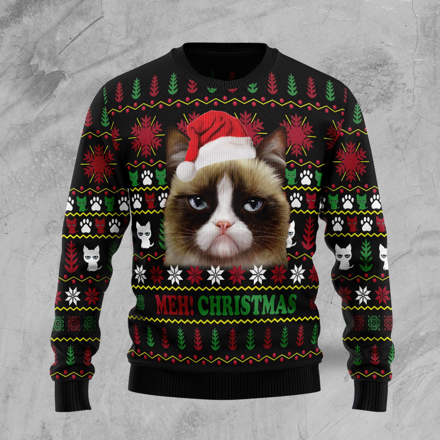 Grumpy Cat Meh! Ty1210 Ugly Christmas Sweater