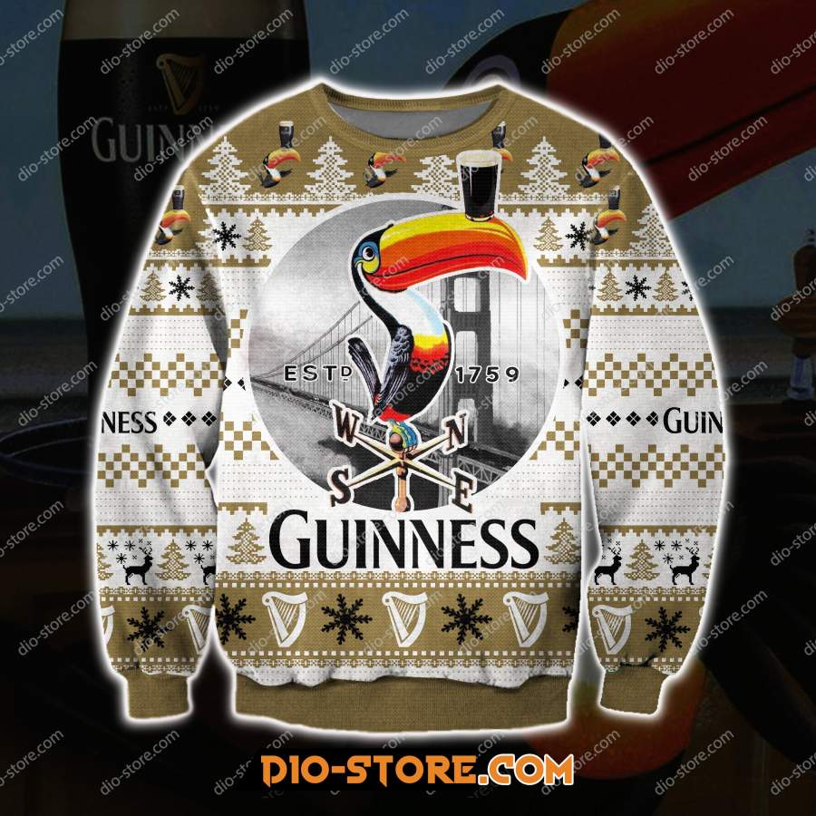 GUINNESS BEER 1759 TOUCAN 3D ALL OVER PRINT UGLY CHRISTMAS SWEATSHIRT