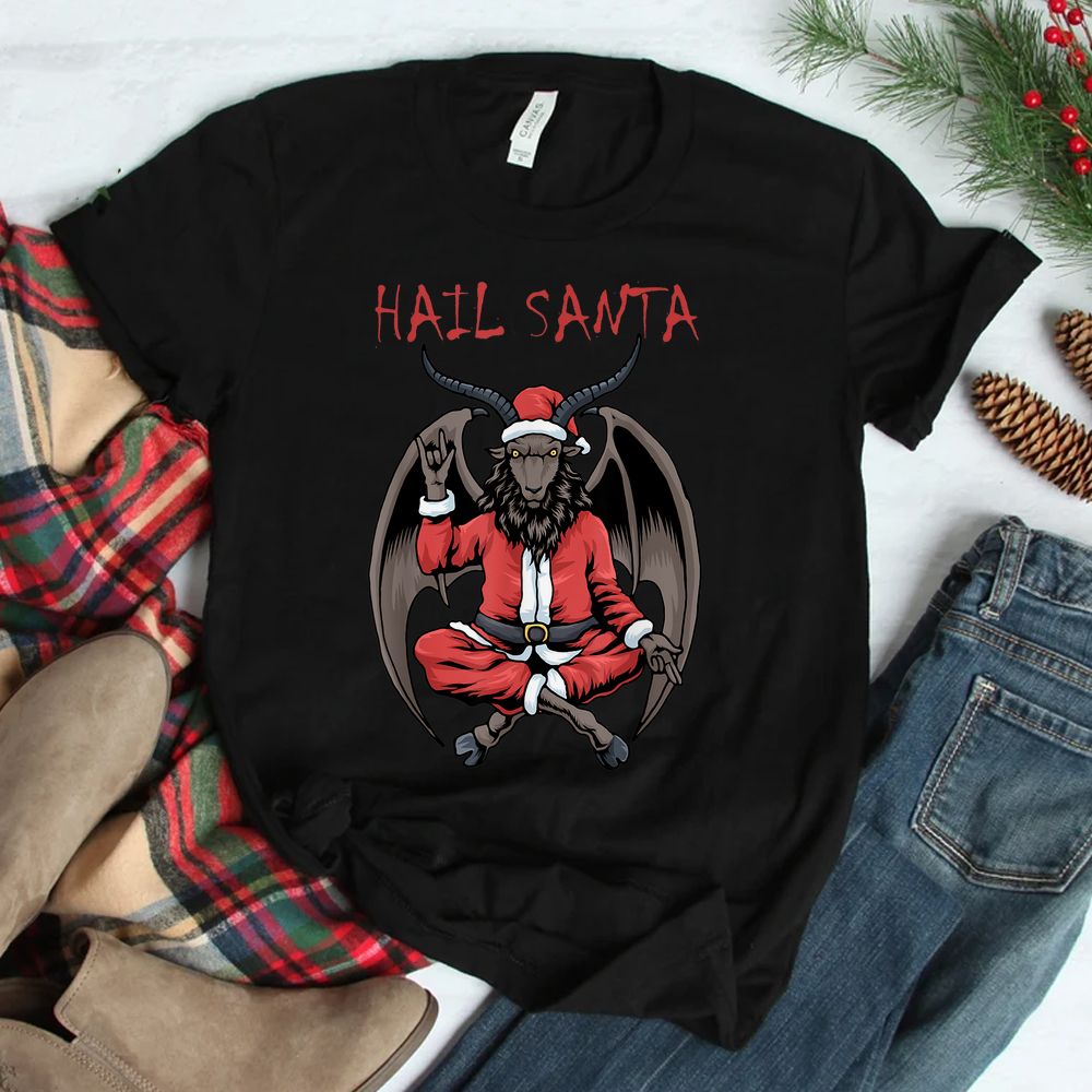 Hail Santa Satanism Goat Baphomet Atheist Satan Shirt