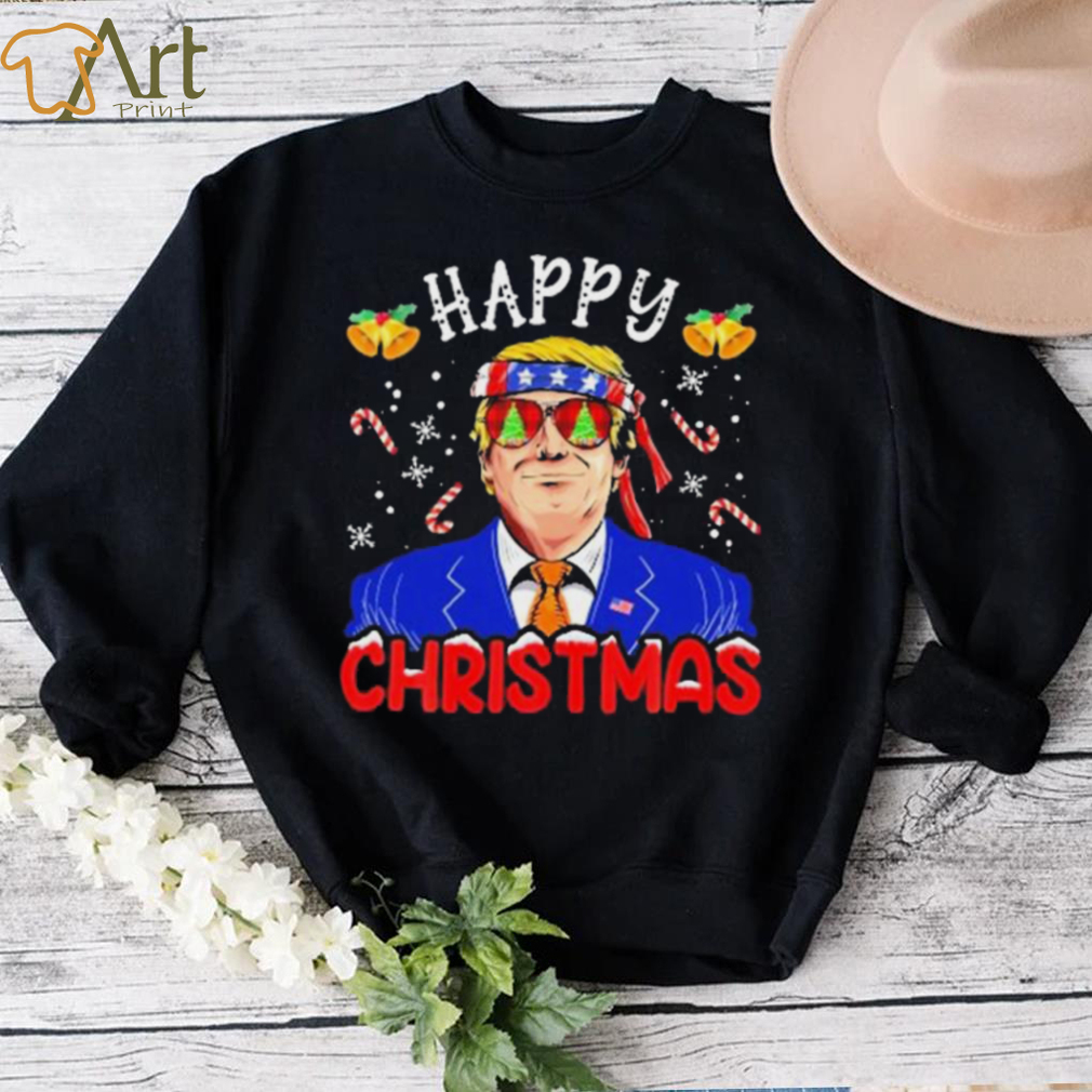 Happy Christmas American Flag Trump Ugly Christmas Shirt