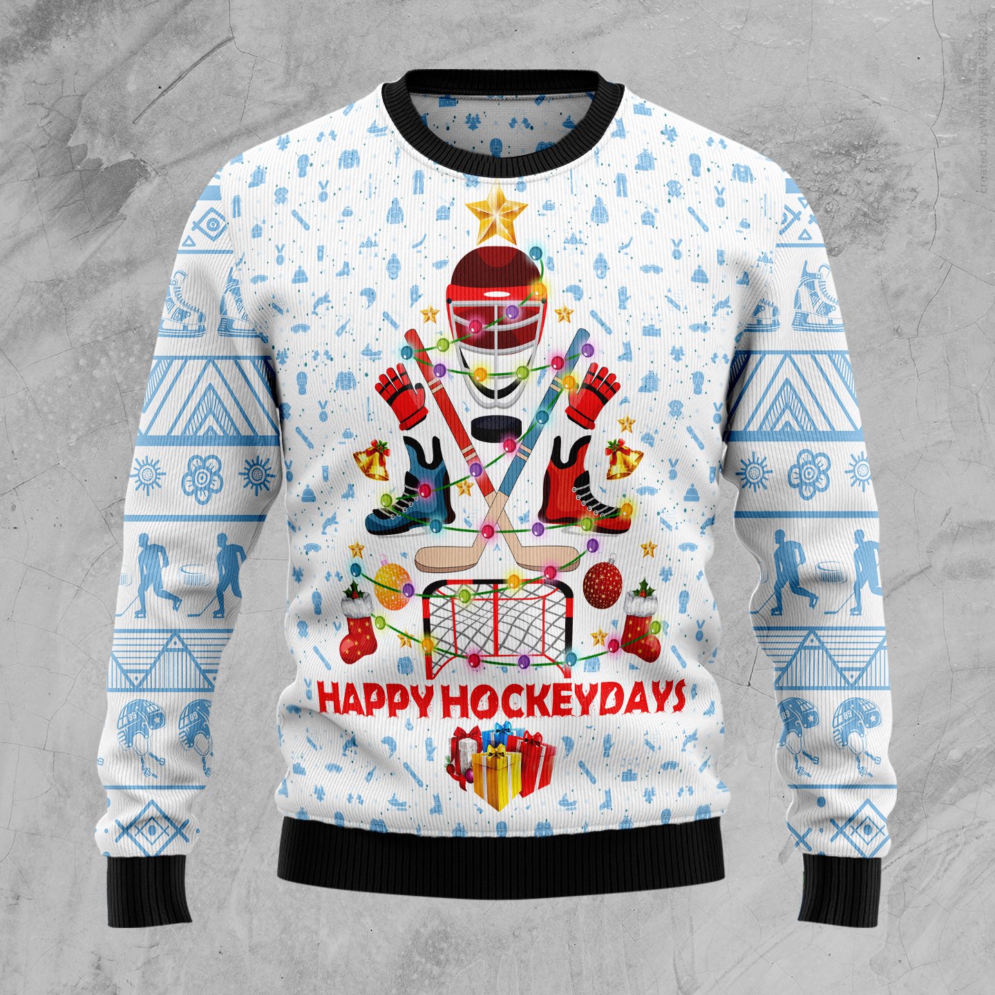 Happy Hockey Day Tg5115 Ugly Christmas Sweater