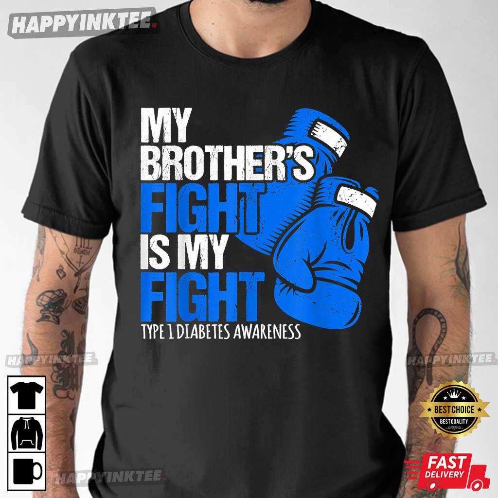His Fight Is My Fight Diabetes Awareness Blue Ribbon T Shirt