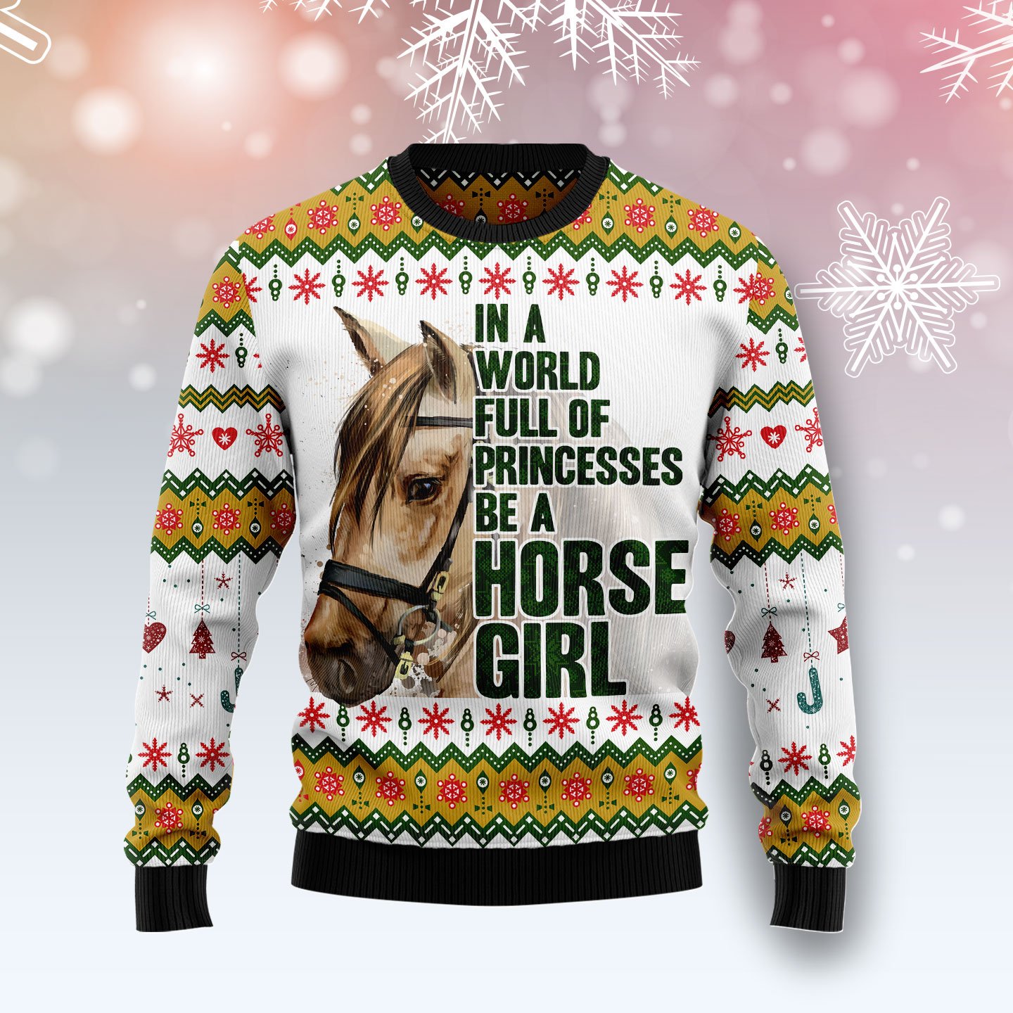 Horse Girl TY0312 Unisex Womens And Mens, Couples Matching, Friends, Funny Family Ugly Christmas Holiday Sweater Gifts 
