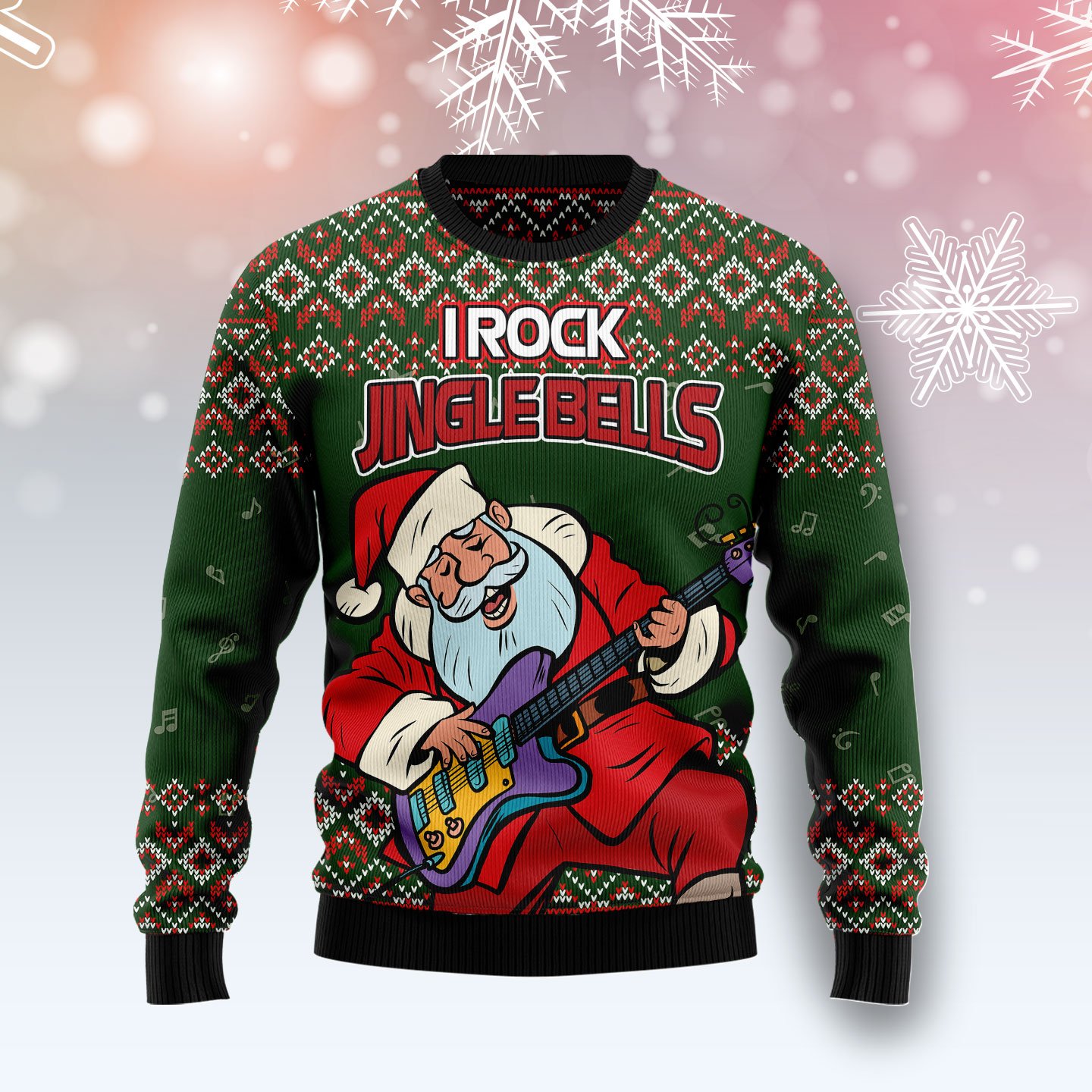 I Rock Jingle Bells HZ120713 Unisex Womens And Mens, Couples Matching, Friends, Funny Family Ugly Christmas Holiday Sweater Gifts 