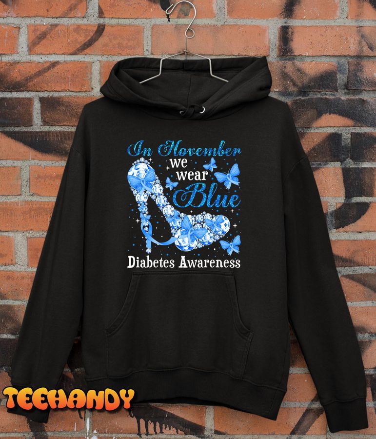 In November We Wear Blue Butterflies Diabetes Awareness T Shirt