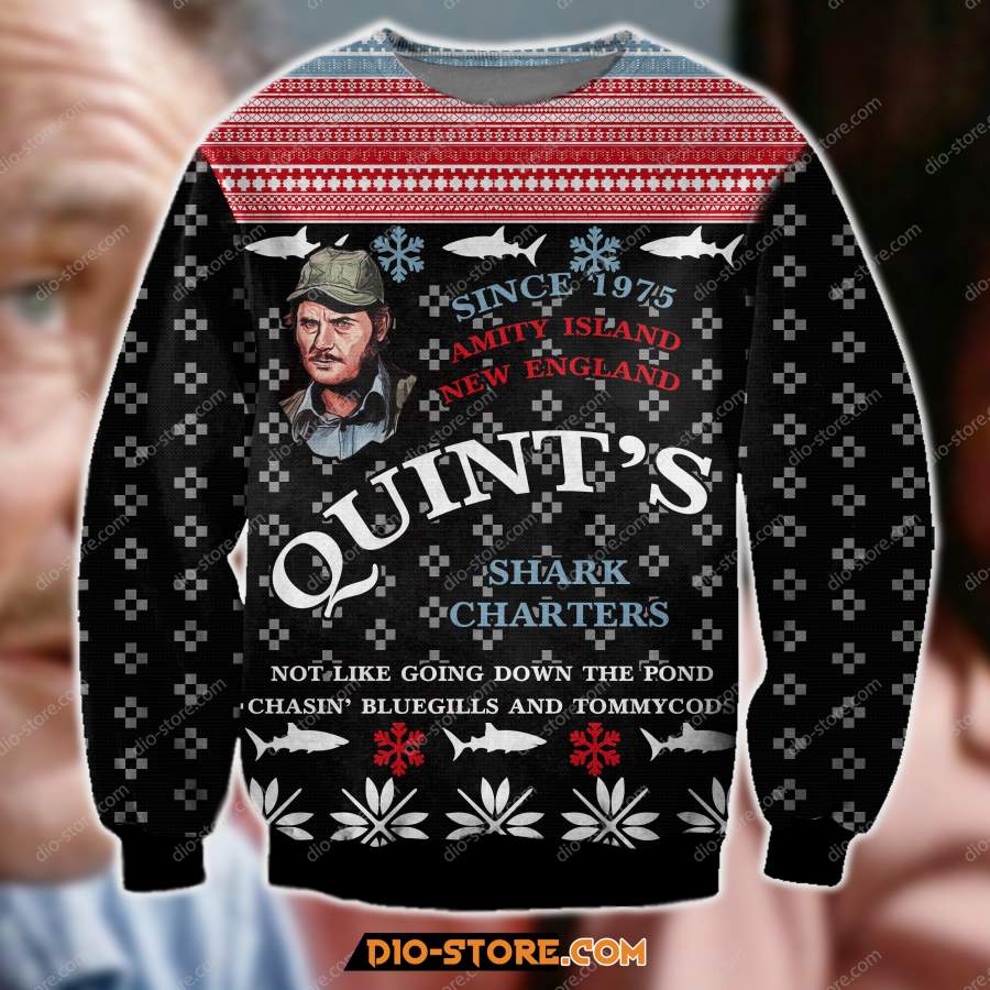 Jaws Knitting Pattern 3D Print Ugly Christmas Sweatshirt