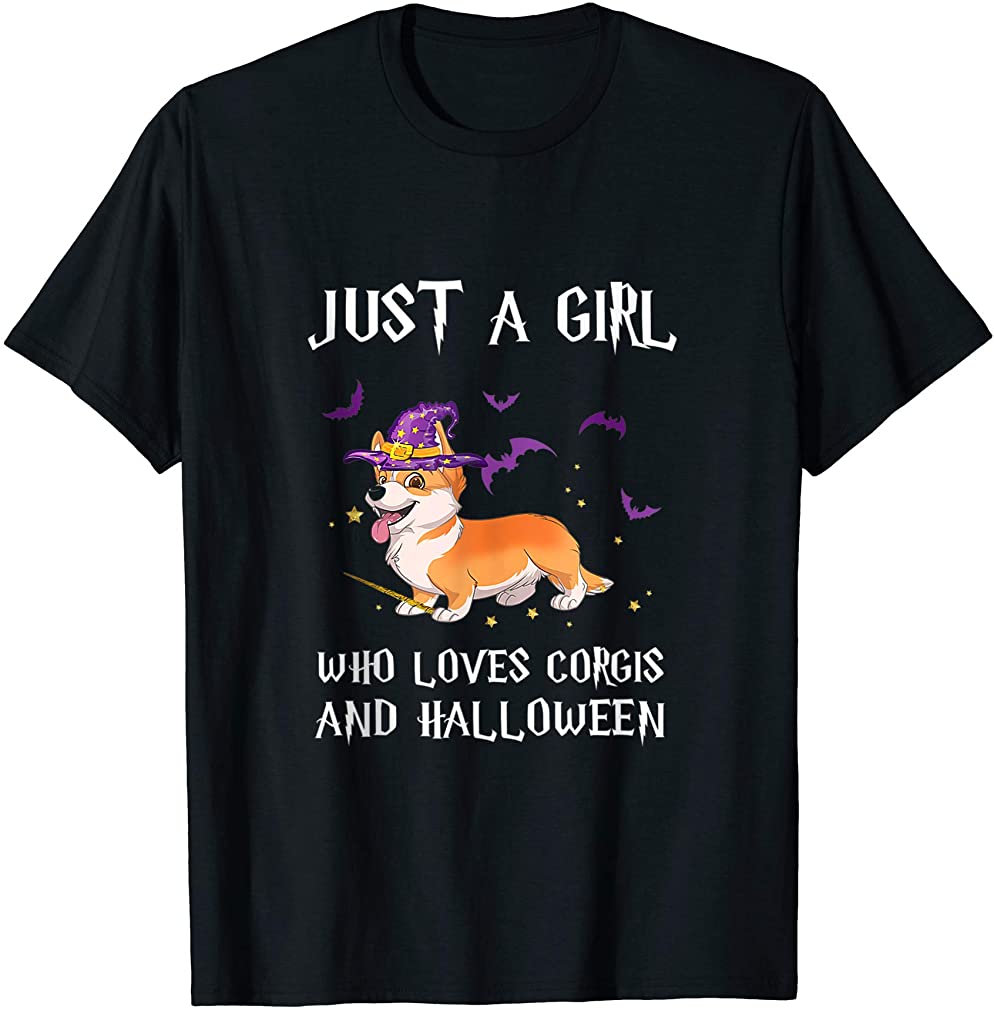 Just A Girl Who Loves Corgi Dog And Halloween Witch T Shirt Plus Size Up To 5Xl, Hoodie