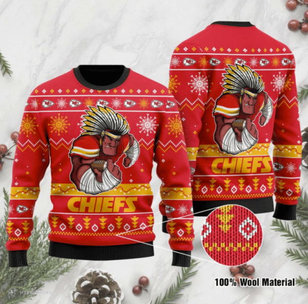 Kansas City Native Chief 3D All Over Printed 100% Wool Material Sweater HN041139
