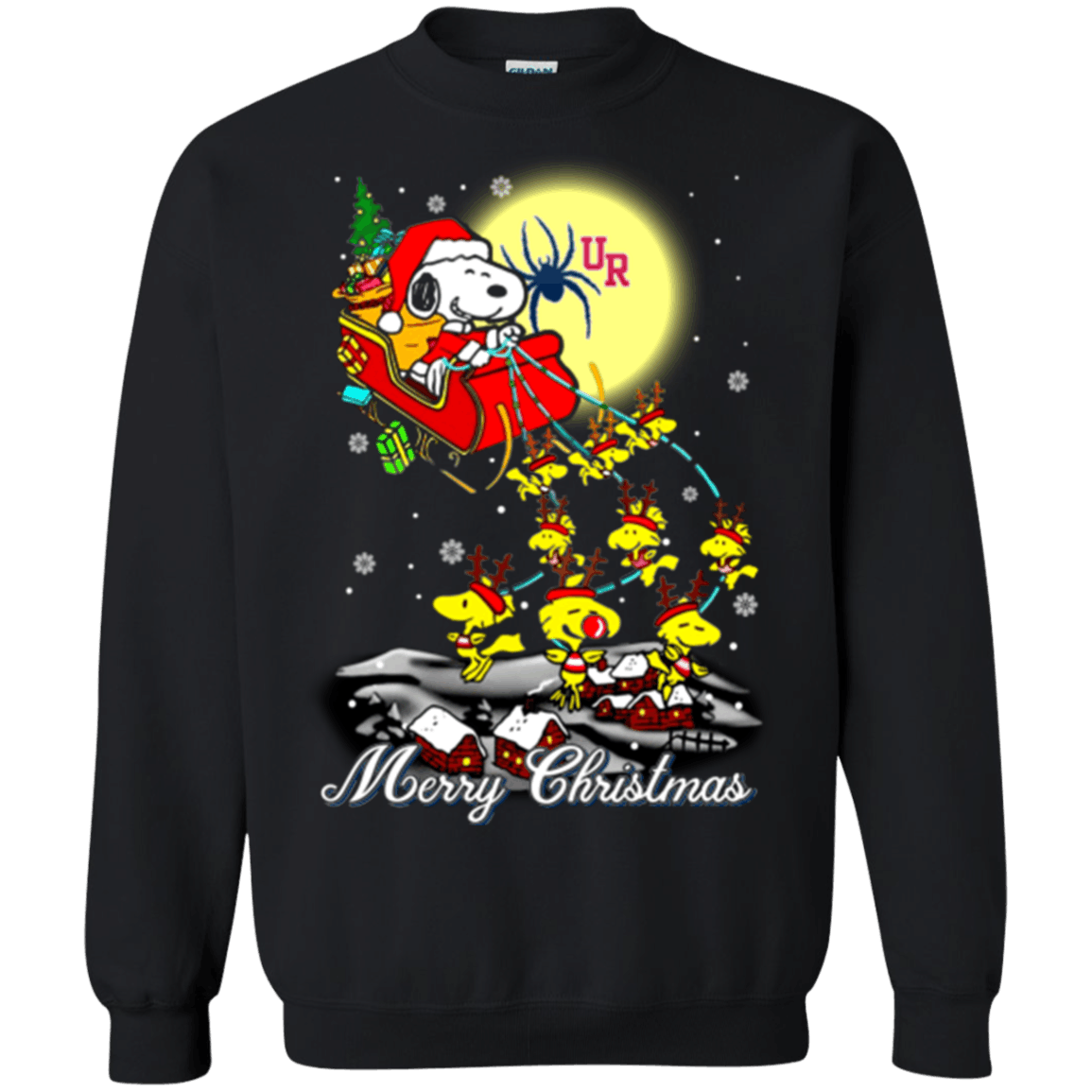 Limited Richmond Spiders Ugly Christmas Sweaters Santa Claus With Sleigh And Snoopy Sweatshirts