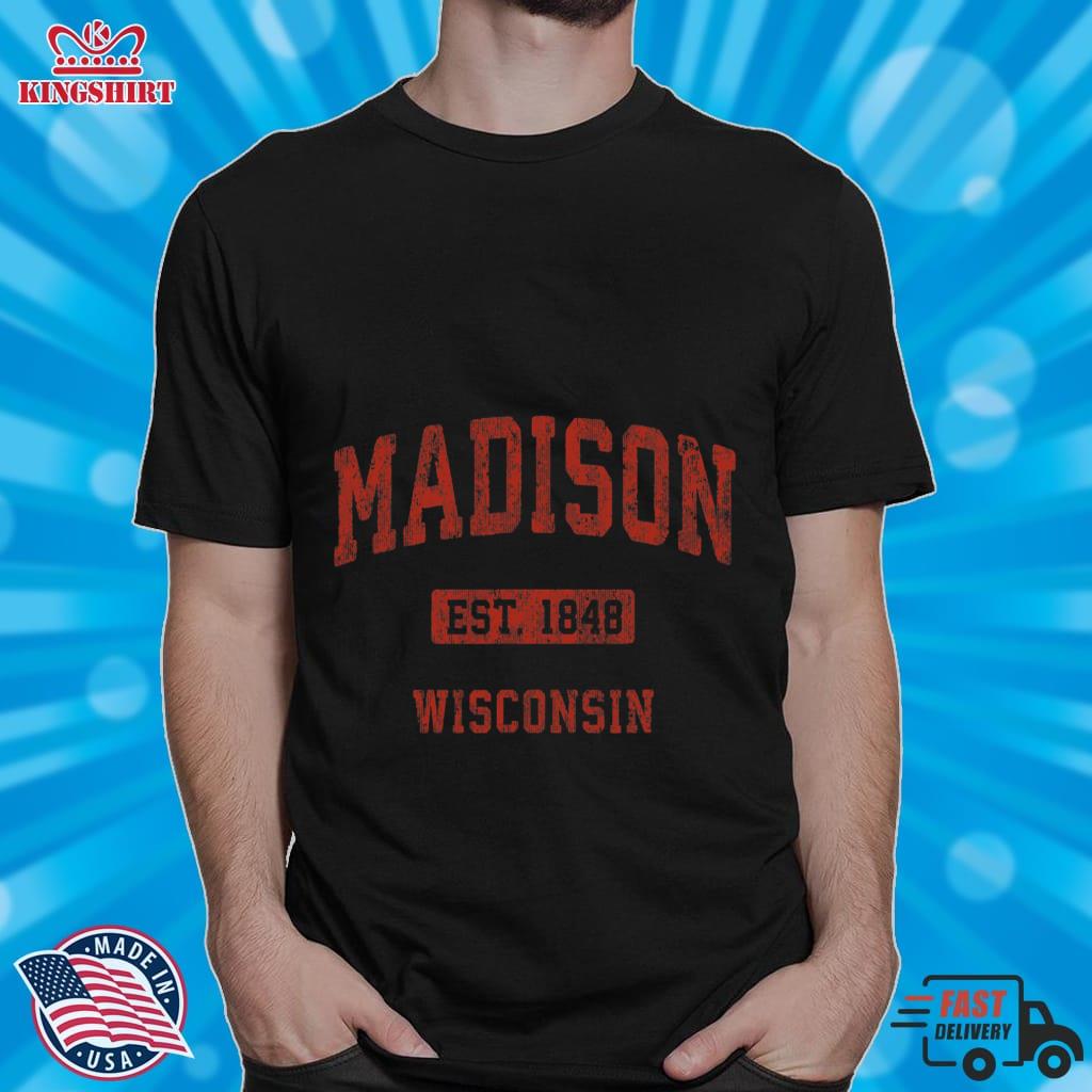 Madison Wisconsin WI Vintage Athletic Sports Design Lightweight Hoodie