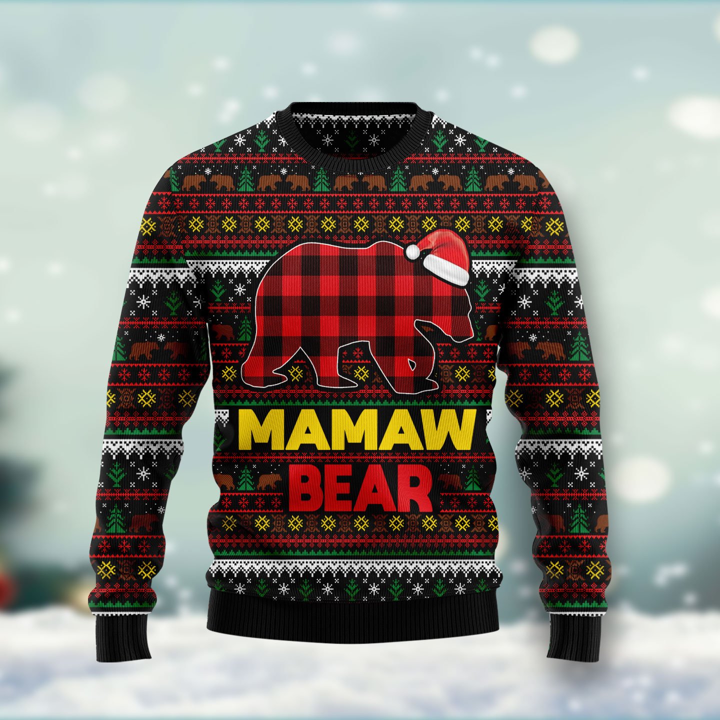Mamaw Bear HT081202 Ugly Christmas Sweater Unisex Womens And Mens, Couples Matching, Friends, Funny Family Ugly Christmas Holiday Sweater Gifts 
