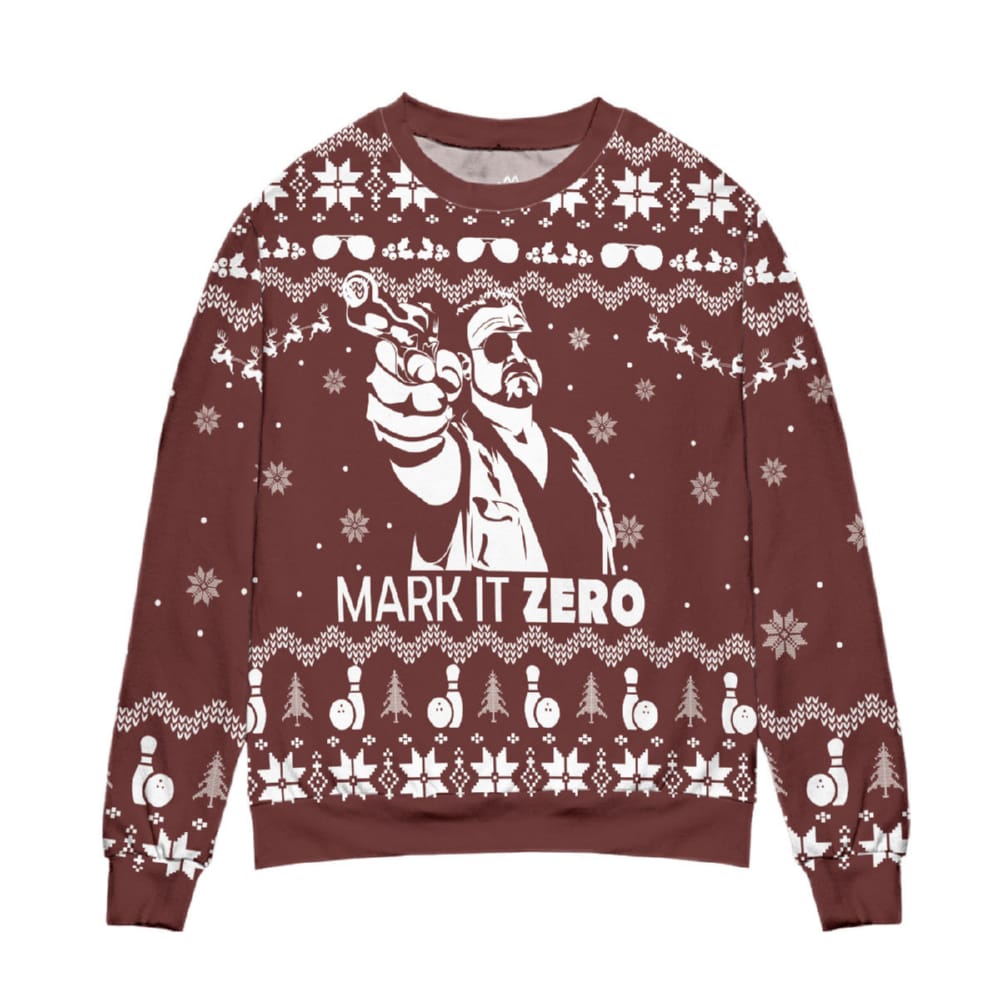 Mark It Zero The Big Lebowski Pine Tree And Snowflake Ugly Christmas Sweater