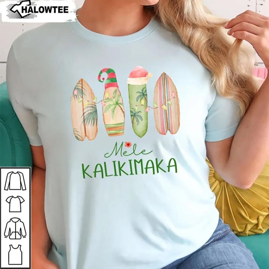 Mele Kalikimaka Shirt Hawaii Surfing Board Christmas Gift