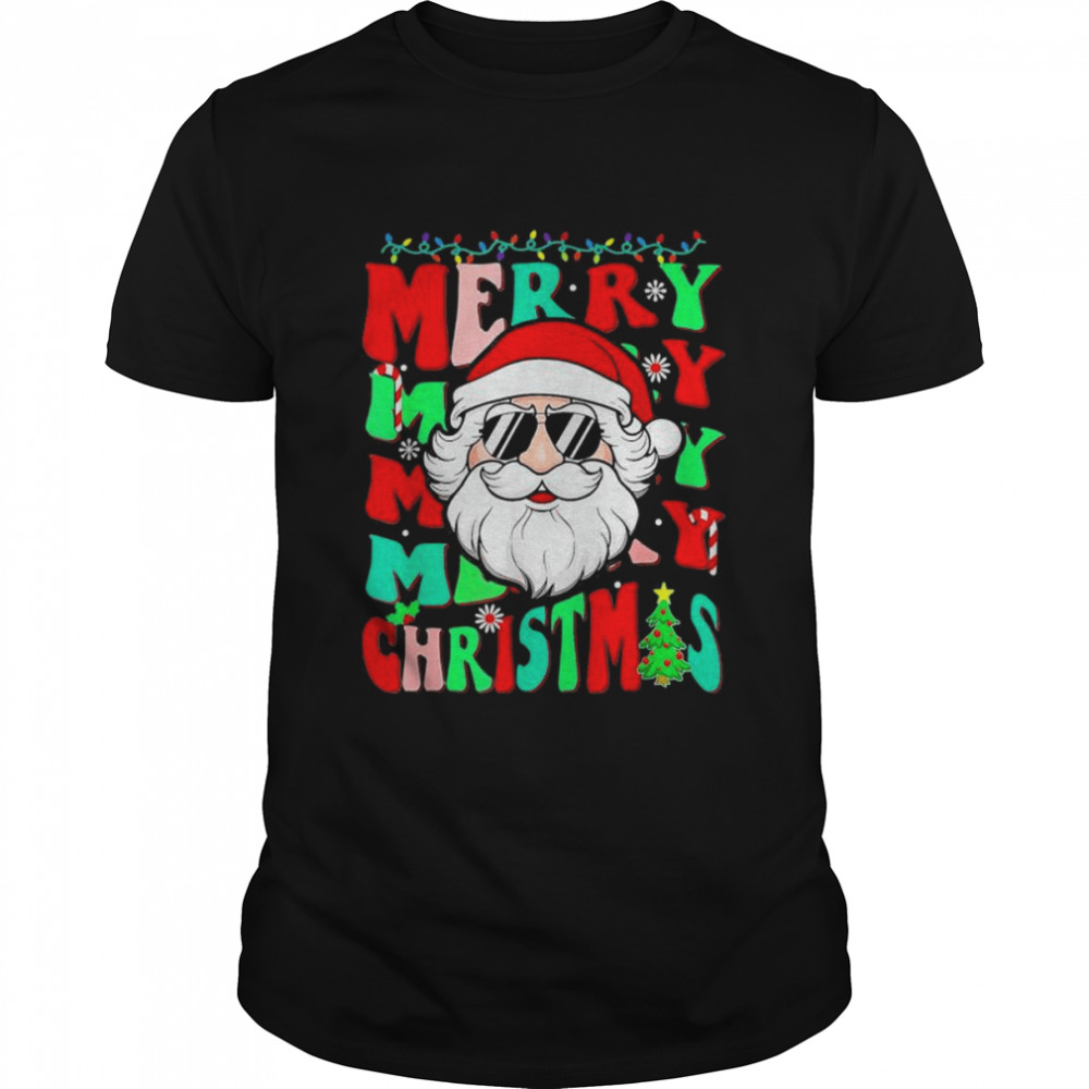 Merry Christmas Vibes Family Santa 2022 Groovy Squad Xmas T Shirt