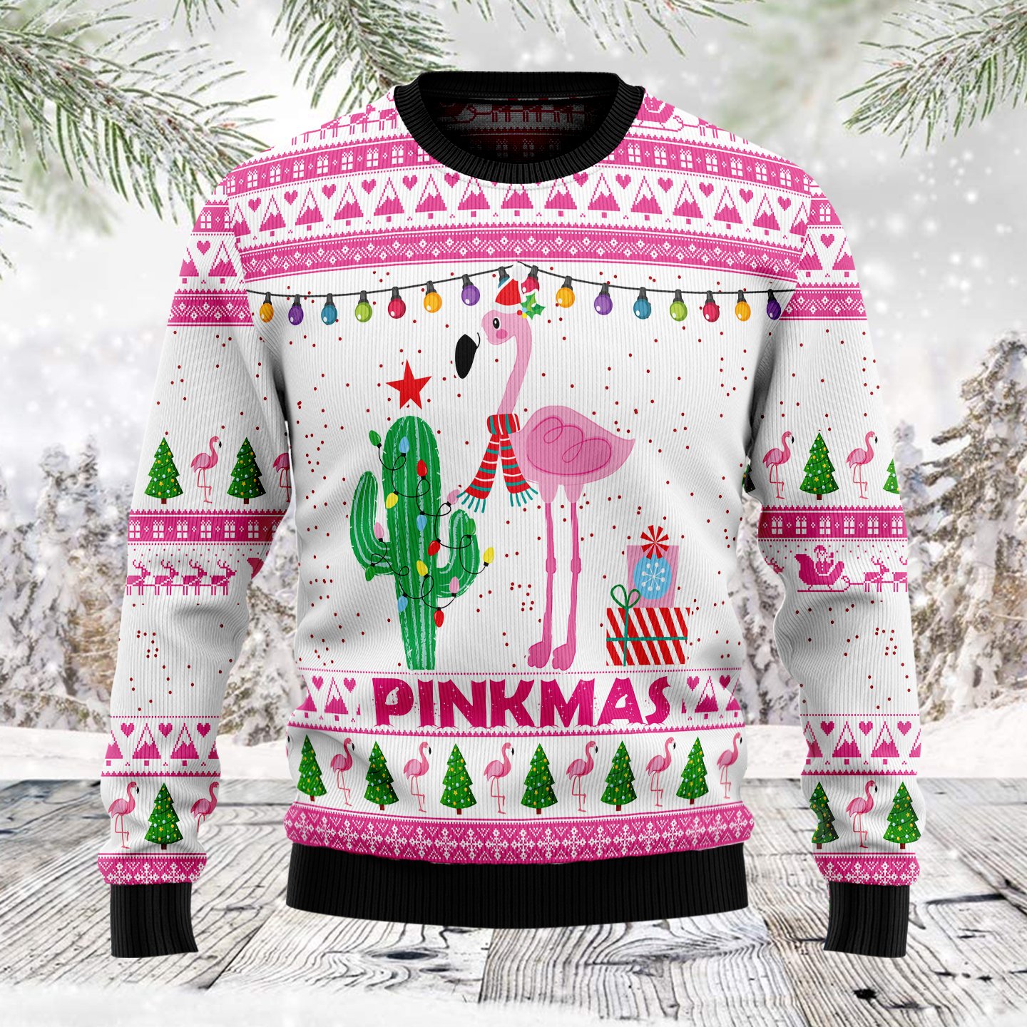 Merry Pinkmas TT89210  Ugly Christmas Sweater Unisex Womens And Mens, Couples Matching, Friends, Flamingo Lover, Funny Family Sweater Gifts 