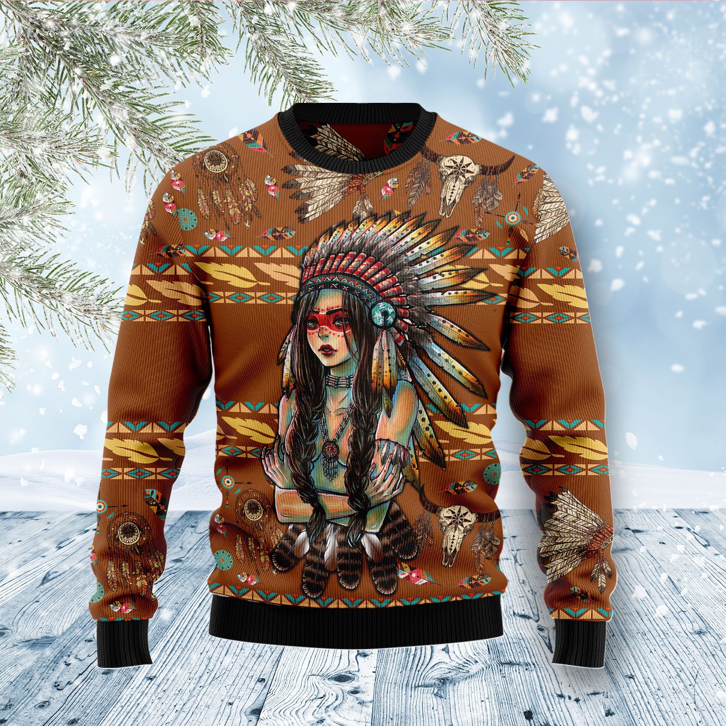 Native American Girl TT89023 Ugly Christmas Sweater