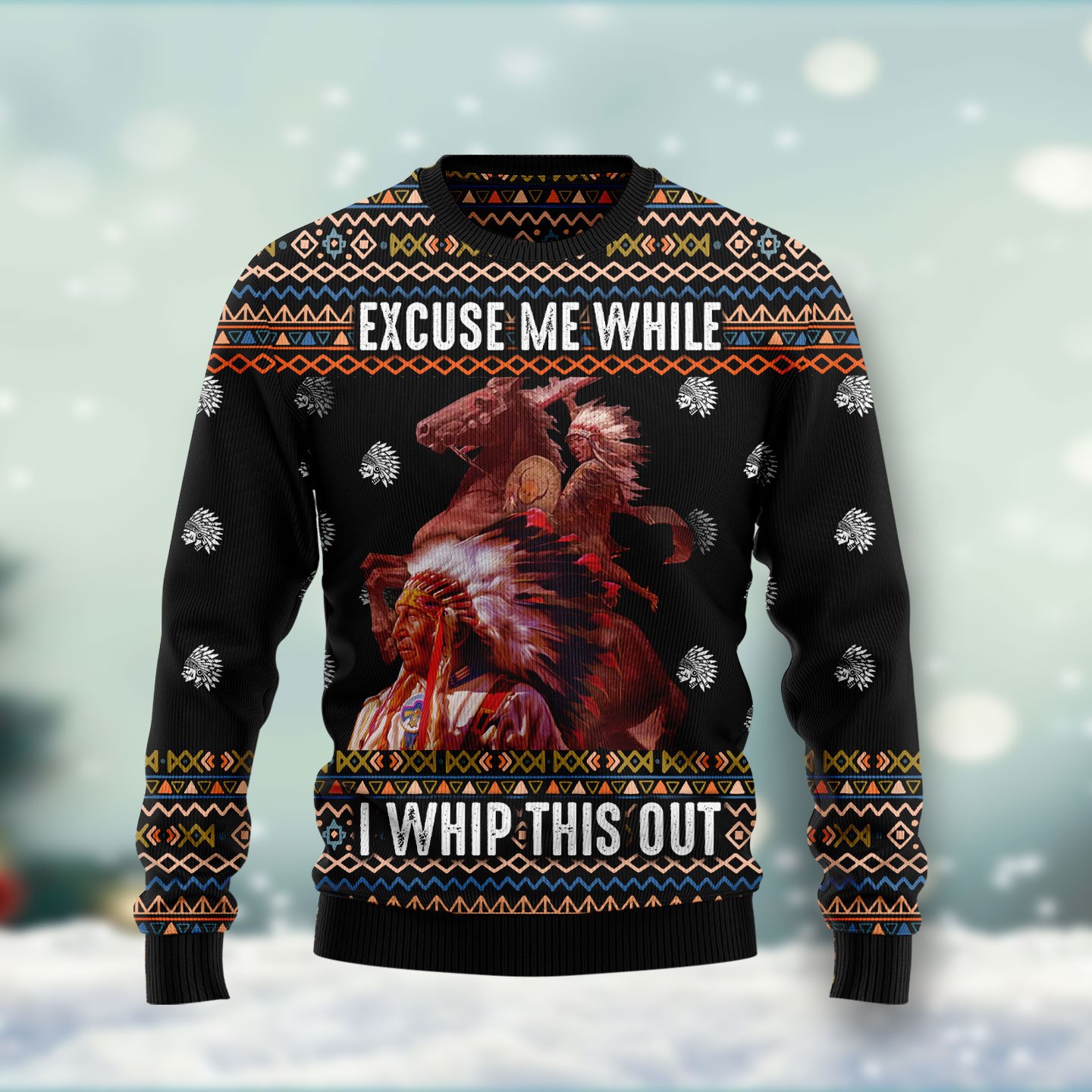 Native Excuse Me While I Whip This Out Ht102601 Ugly Christmas Sweater